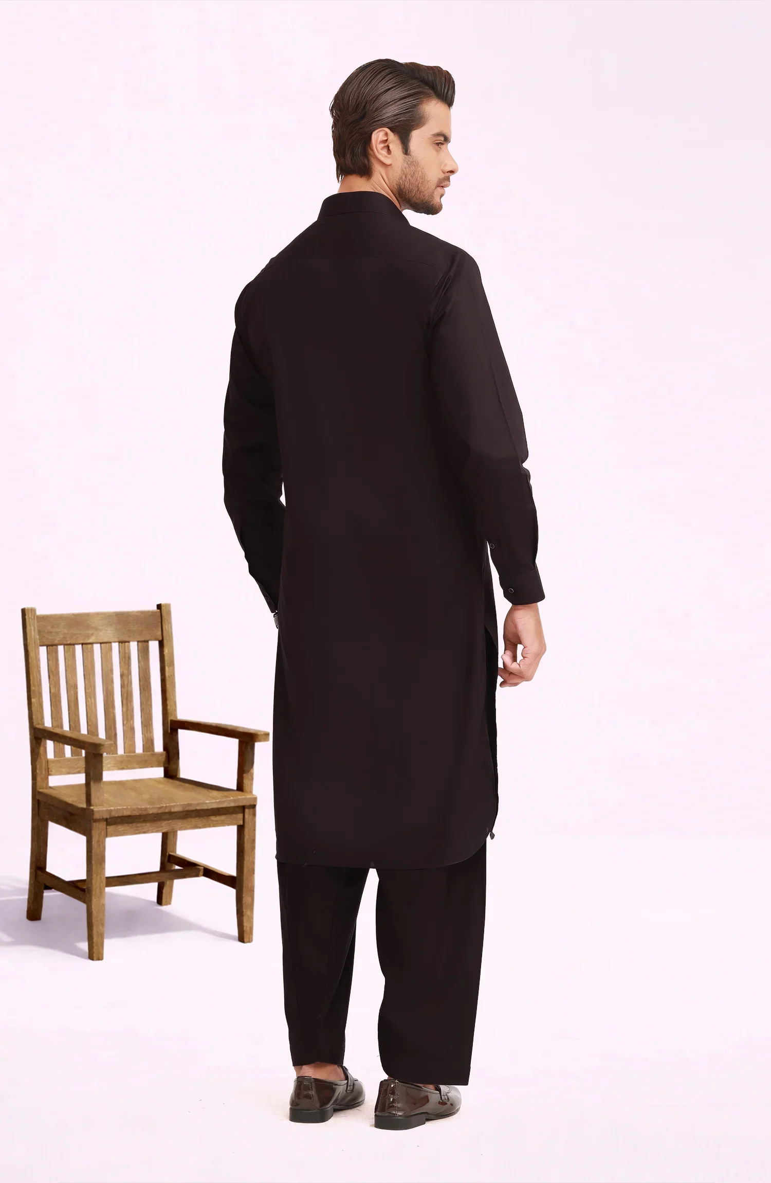 CHOCOLATE BROWN 100% COTTON KAMEEZ SHALWAR - Image 4