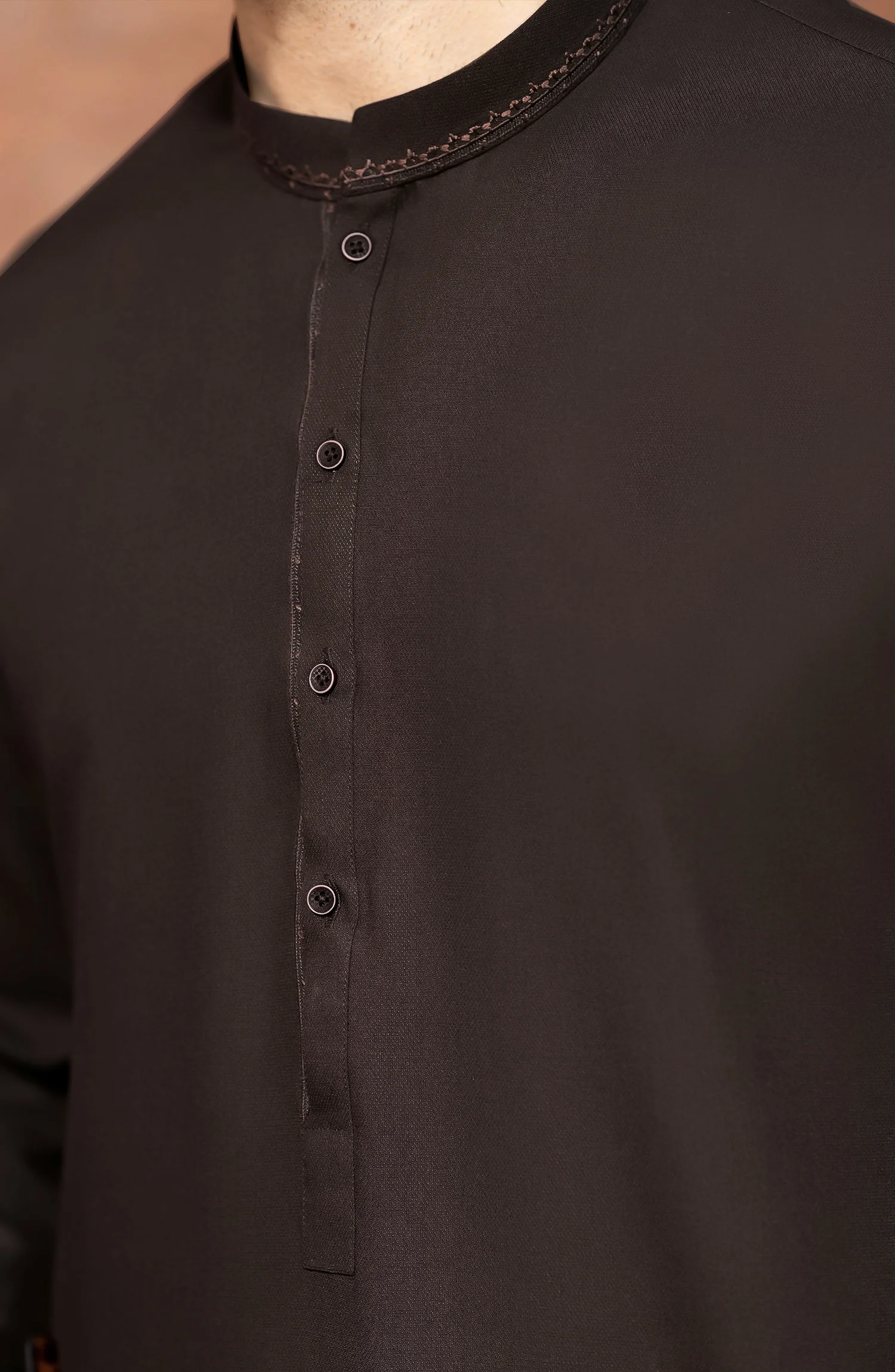 CHOCOLATE-BROWN BLENDED EMBROIDERED KAMEEZ SHALWAR - Image 8