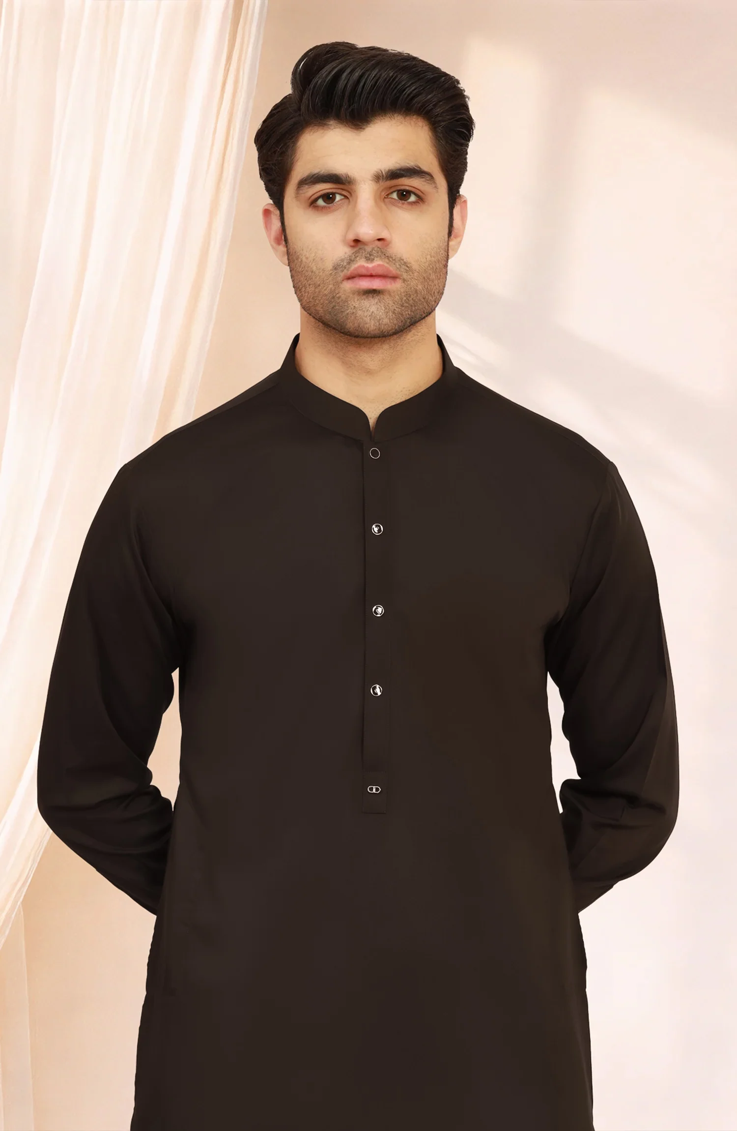 CHOCOLATE-BROWN BLENDED KAMEEZ SHALWAR - Image 2
