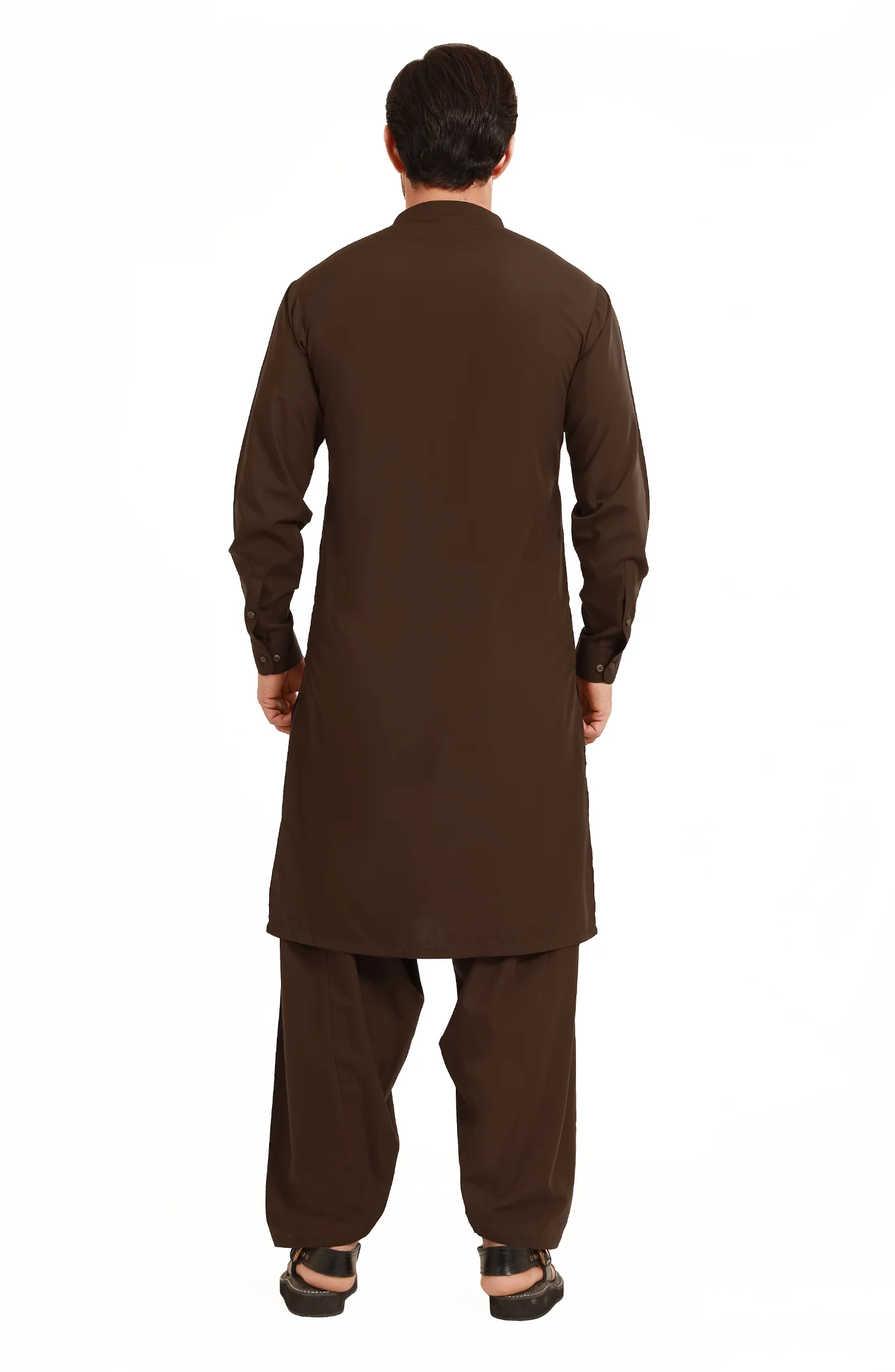 CHOCOLATE BROWN BLENDED KAMEEZ SHALWAR - Image 2