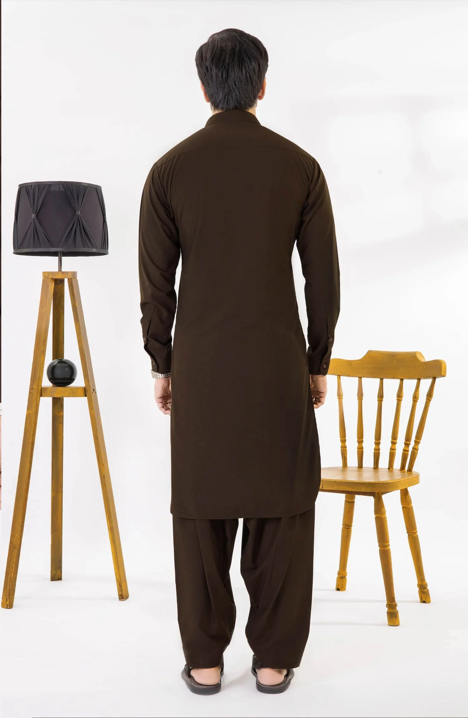 CHOCOLATE BROWN BLENDED KAMEEZ SHALWAR - Image 4