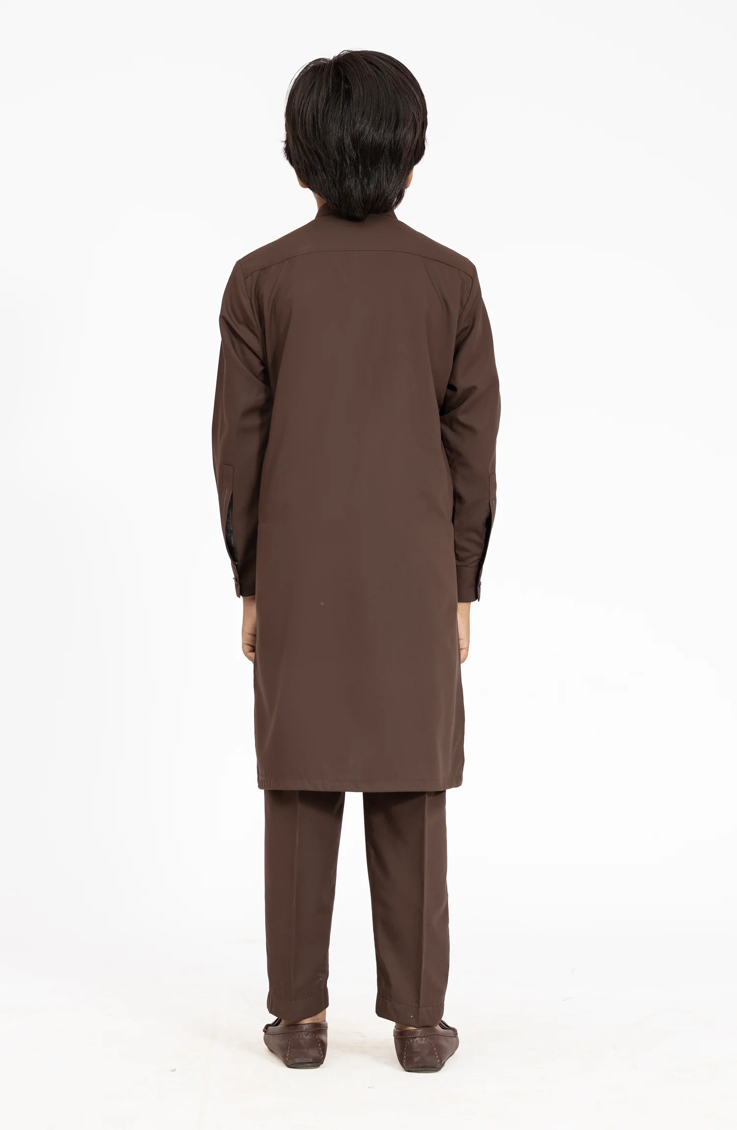 CHOCOLATE BROWN BLENDED KURTA PYJAMA - Image 5