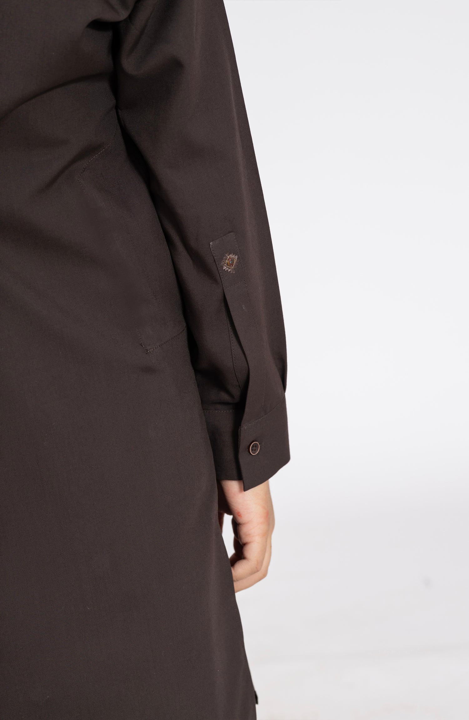 CHOCOLATE-BROWN EMBROIDERED BLENDED KAMEEZ SHALWAR - Image 4