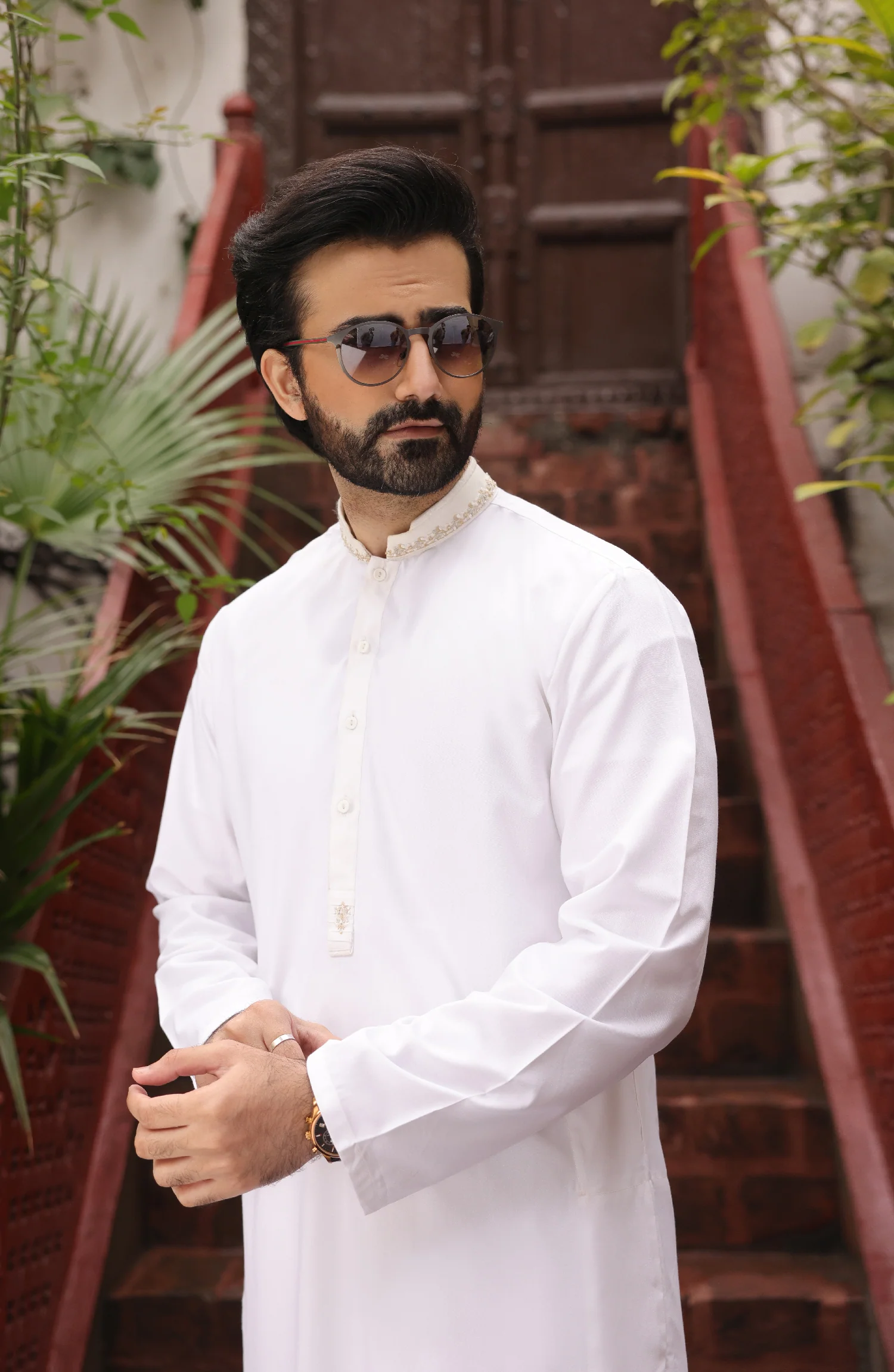 EID FESTIVE'22 MEN KAMEEZ SHALWAR SEMI FORMAL OFF WHITE - Image 2