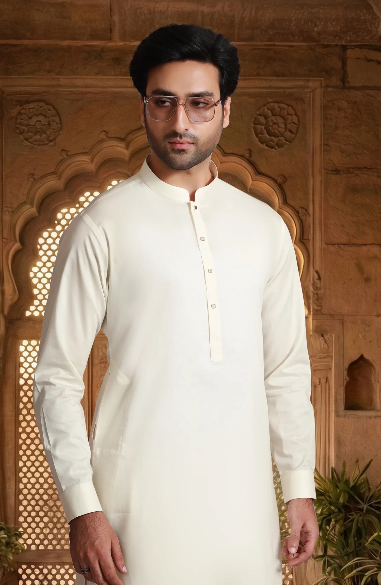 CREAM 100% COTTON KAMEEZ SHALWAR - Image 2