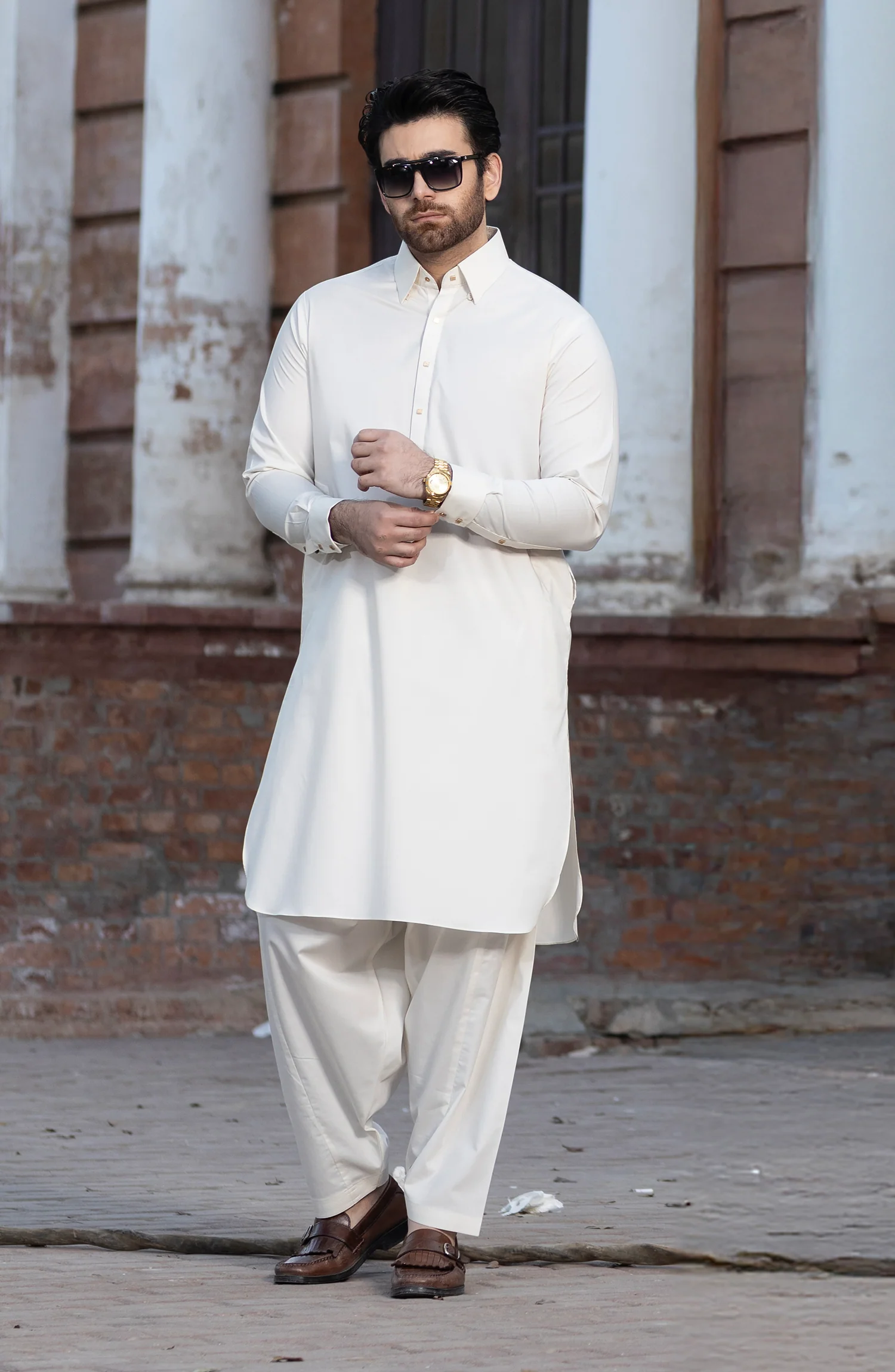 CREAM 100% COTTON KAMEEZ SHALWAR - Image 2