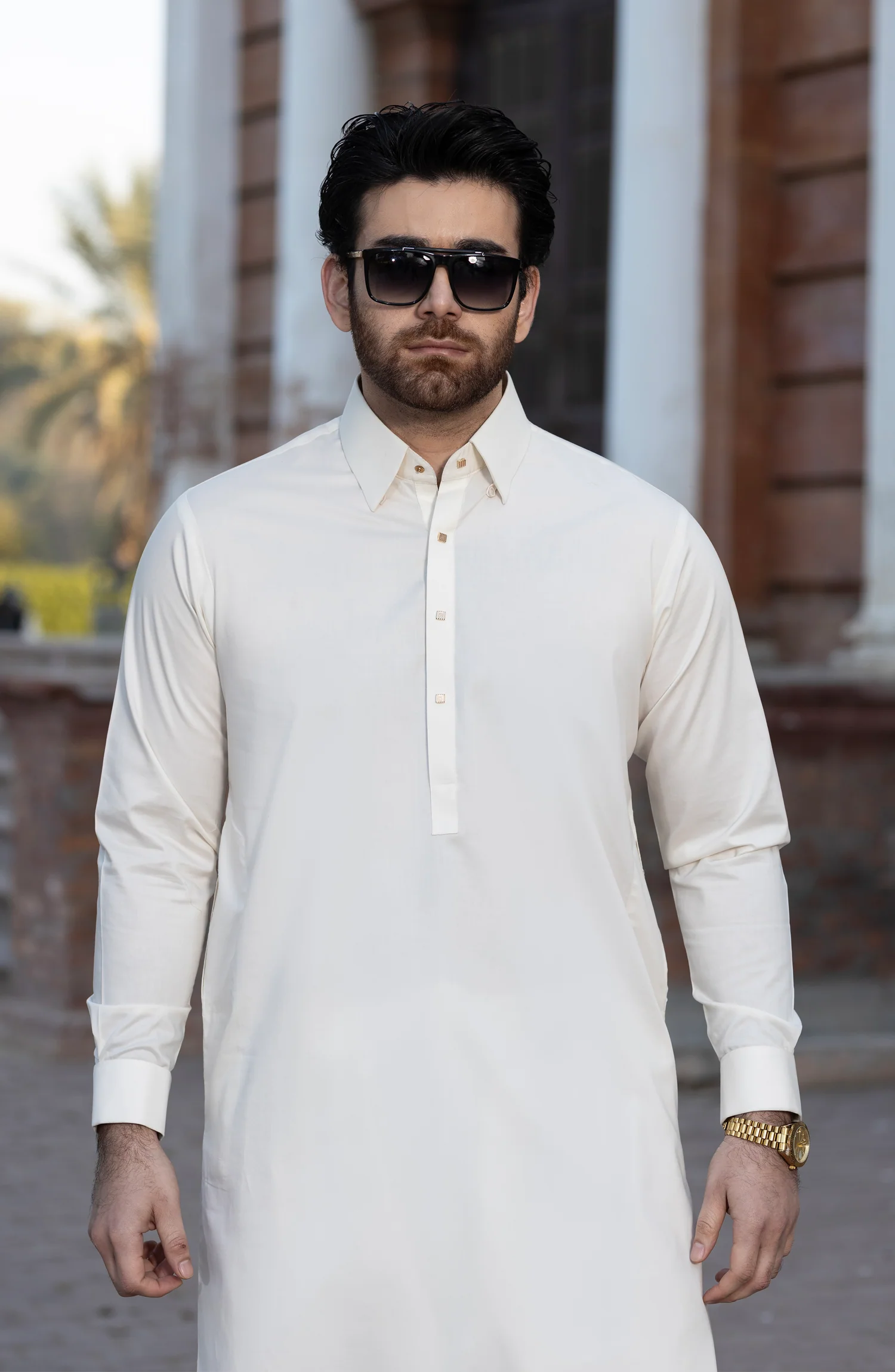 CREAM 100% COTTON KAMEEZ SHALWAR - Image 3
