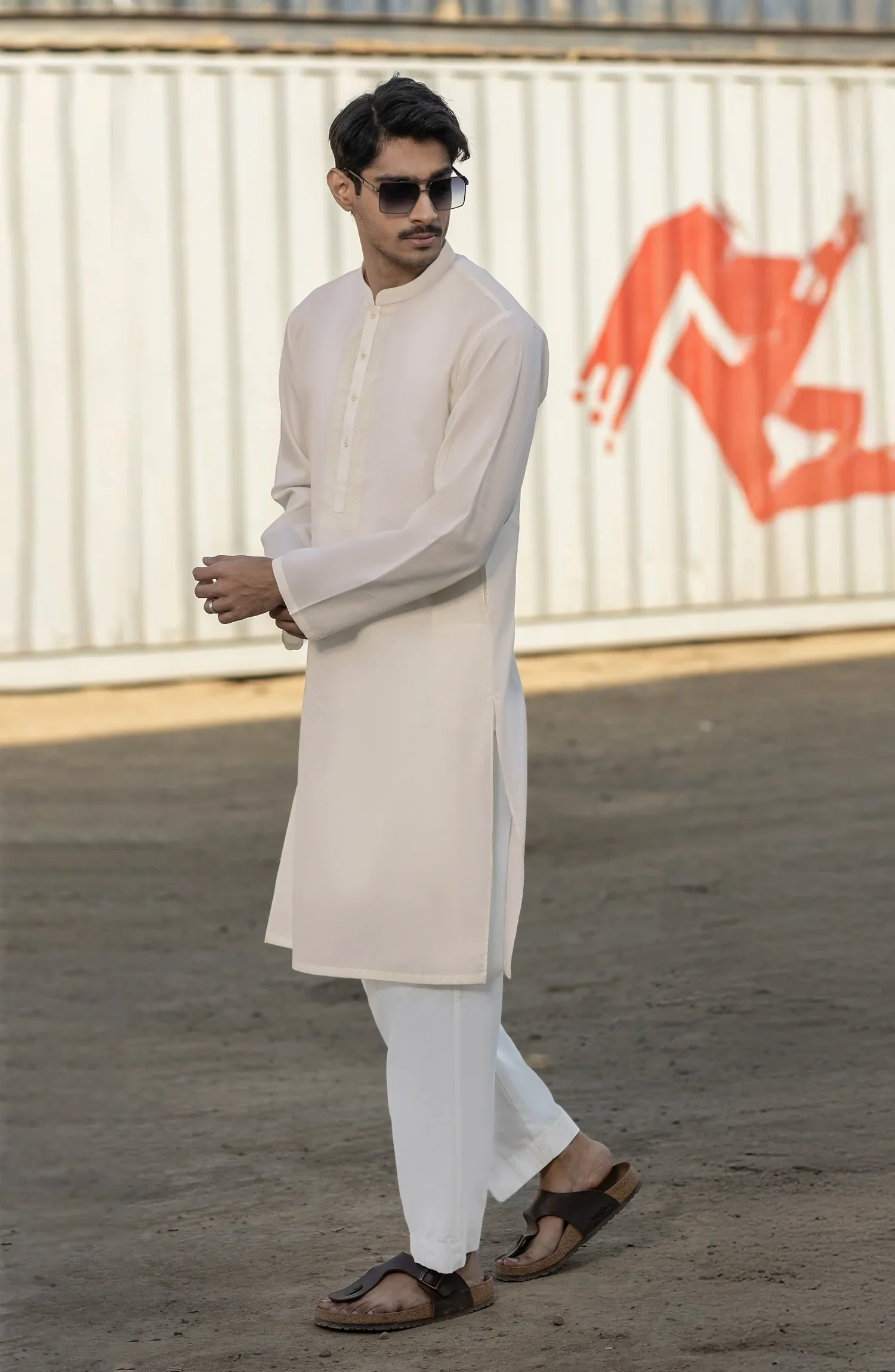 CREAM 100% COTTON PRINTED KURTA - Image 4