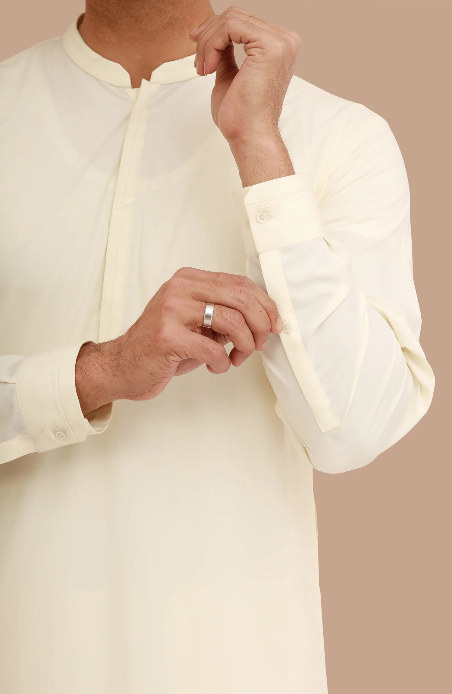 CREAM BLENDED EMBROIDERED KAMEEZ SHALWAR - Image 4