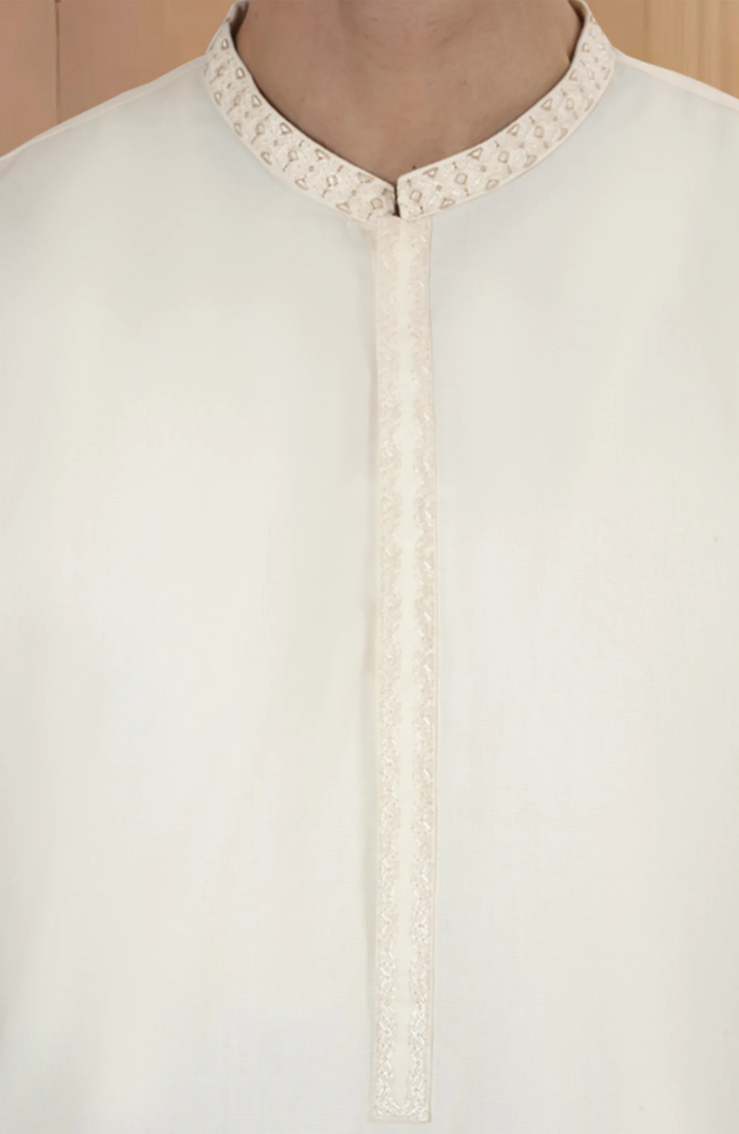CREAM BLENDED EMBROIDERED KAMEEZ SHALWAR - Image 3