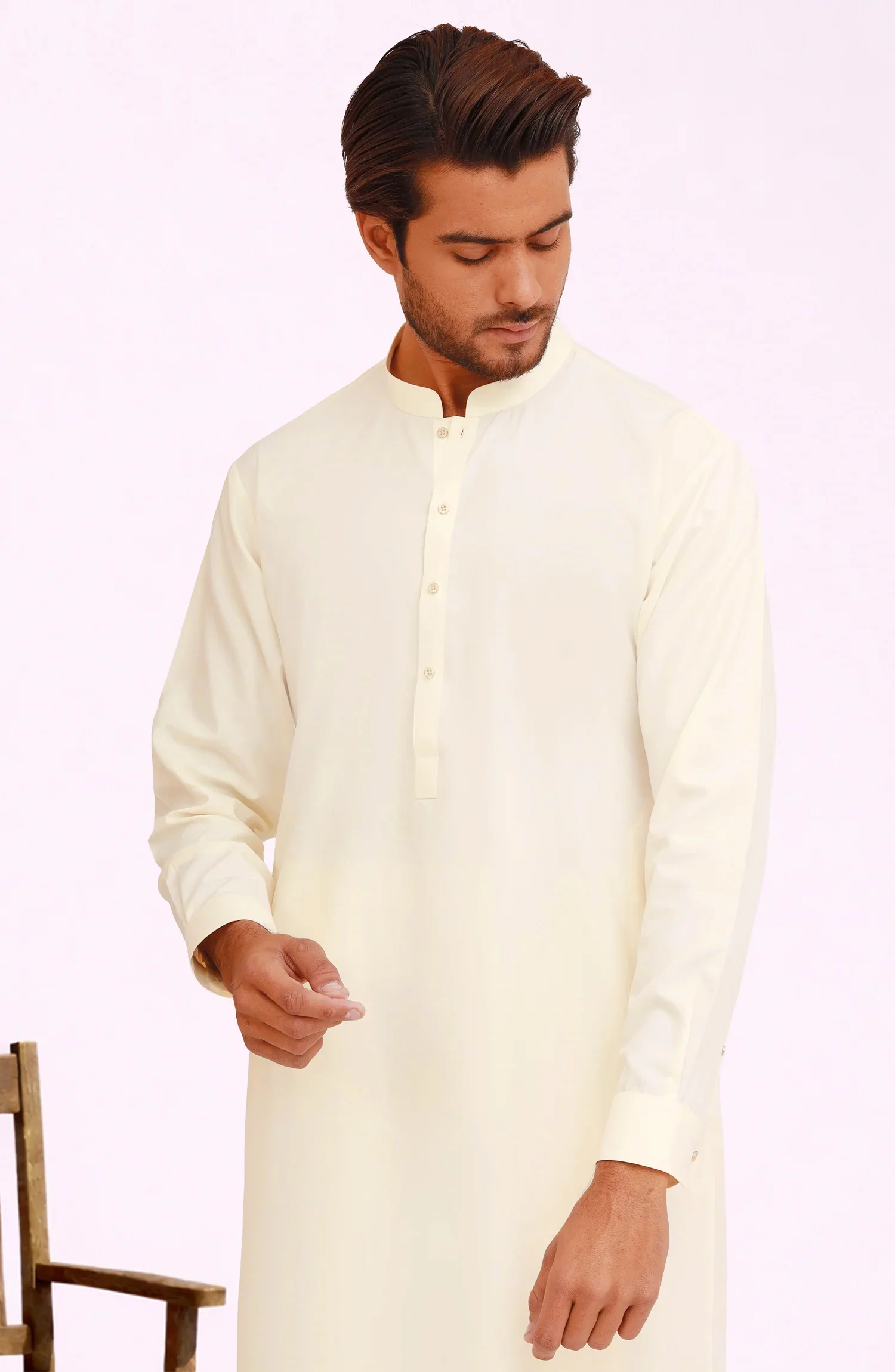 CREAM BLENDED KAMEEZ SHALWAR - Image 2