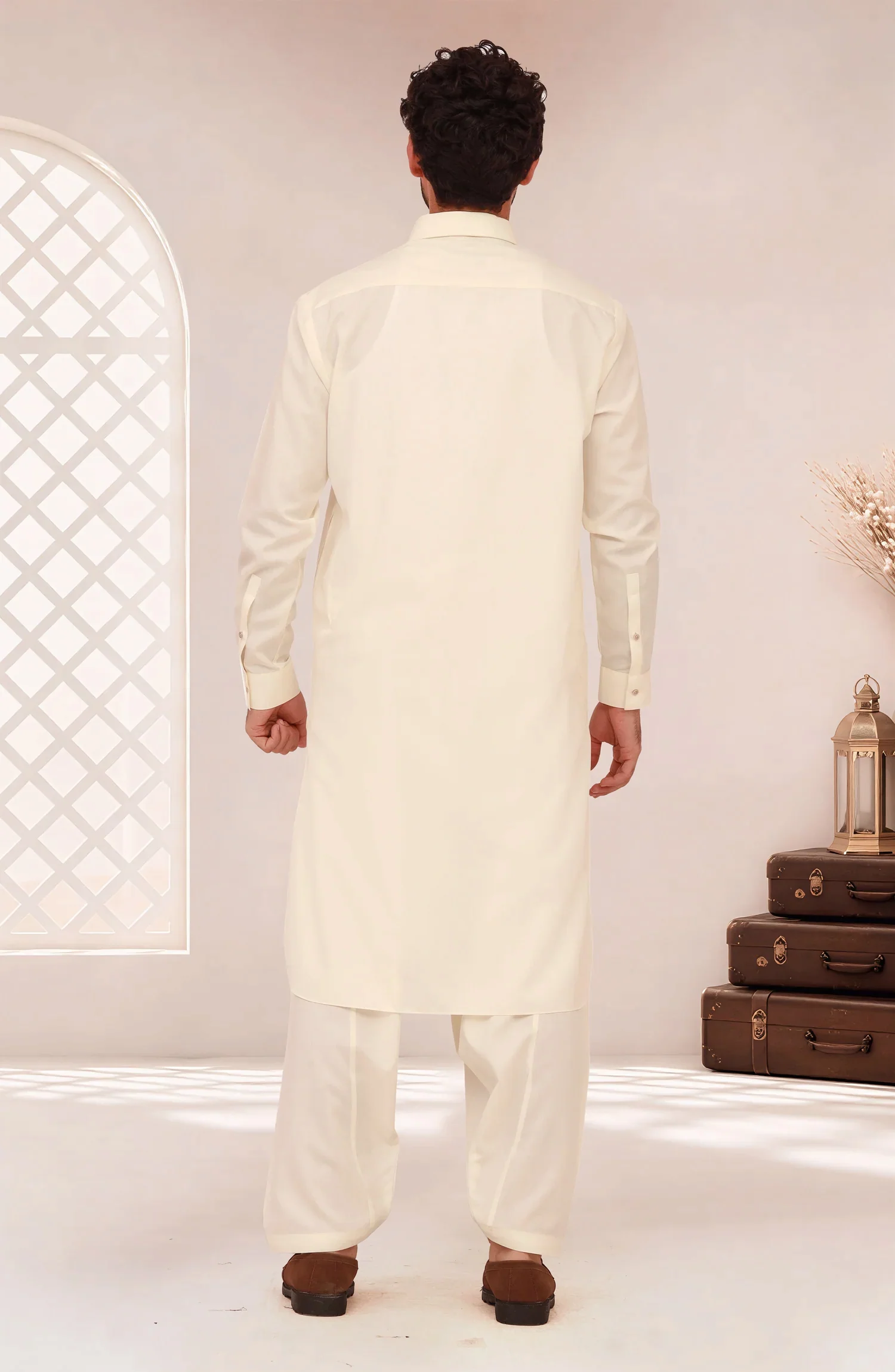 CREAM BLENDED KAMEEZ SHALWAR - Image 6