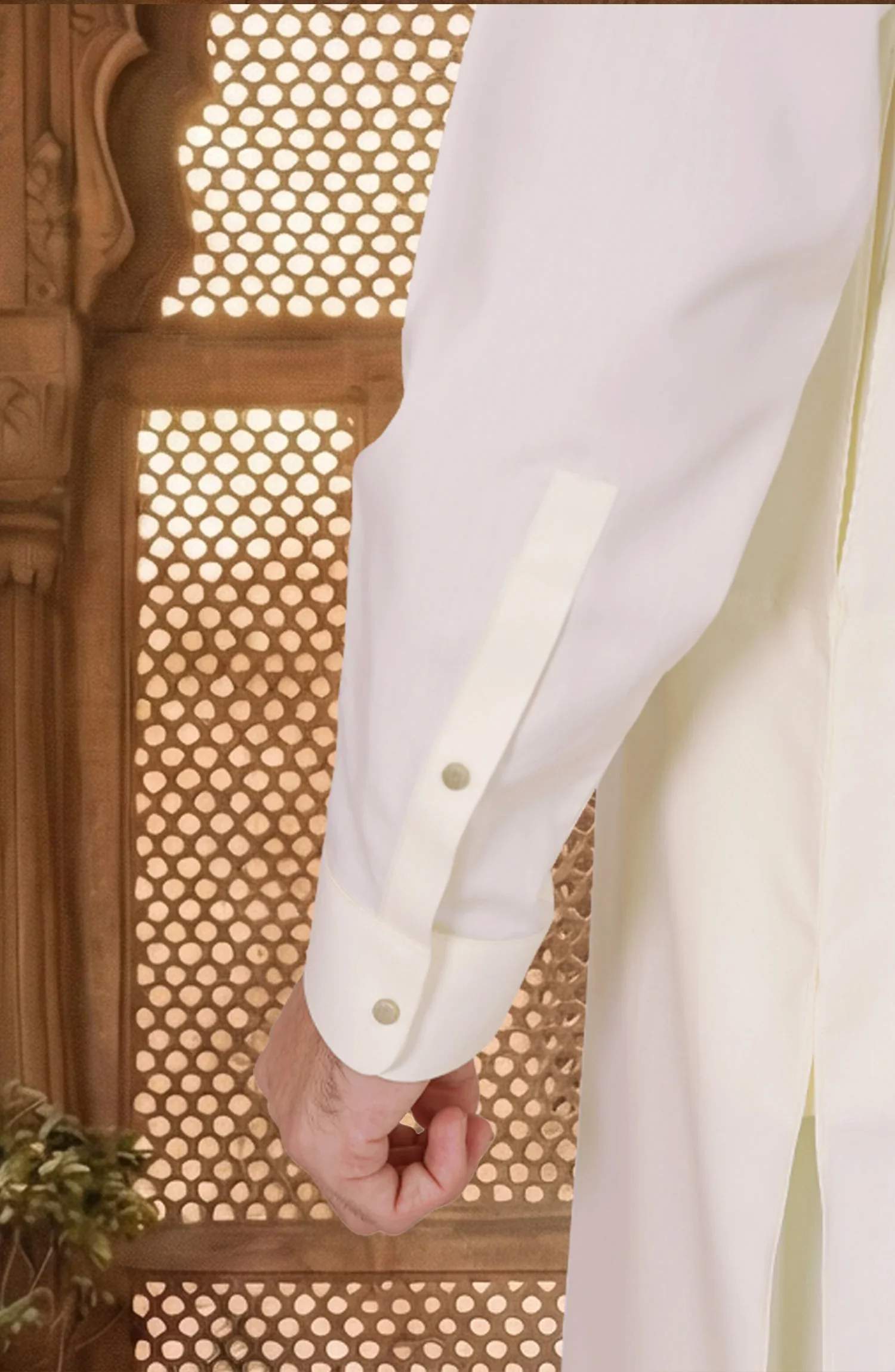 CREAM BLENDED KAMEEZ SHALWAR - Image 3