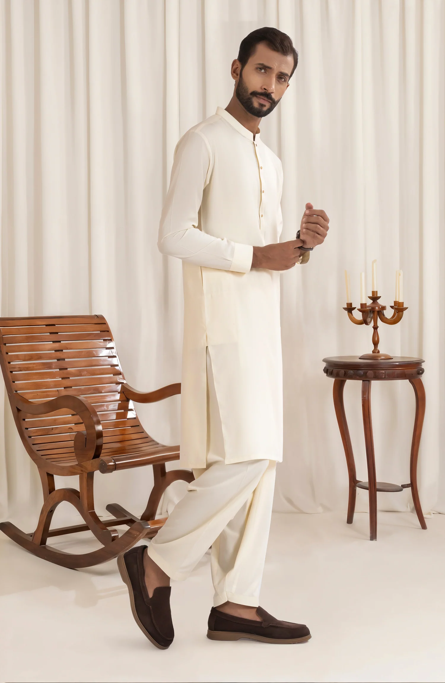 CREAM BLENDED KAMEEZ SHALWAR - Image 5