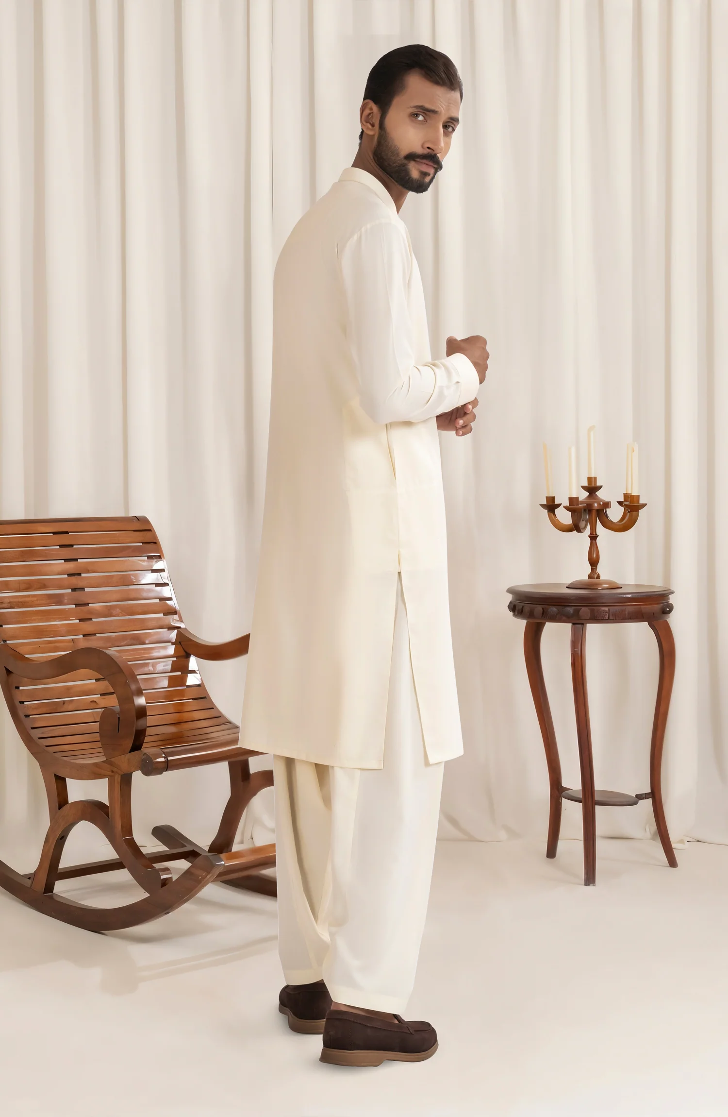 CREAM BLENDED KAMEEZ SHALWAR - Image 6