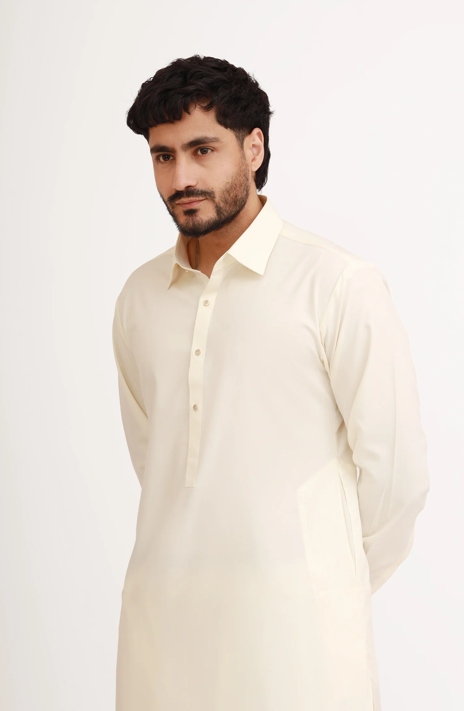 CREAM BLENDED KAMEEZ SHALWAR - Image 2