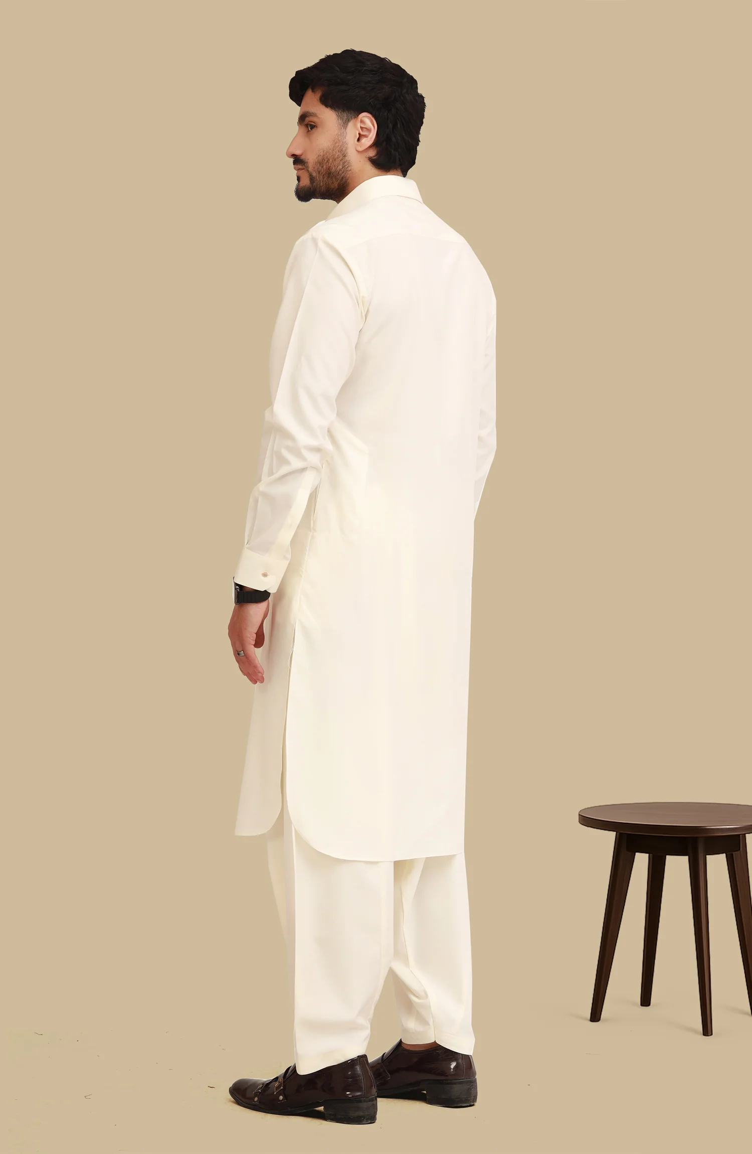 CREAM BLENDED KAMEEZ SHALWAR - Image 3