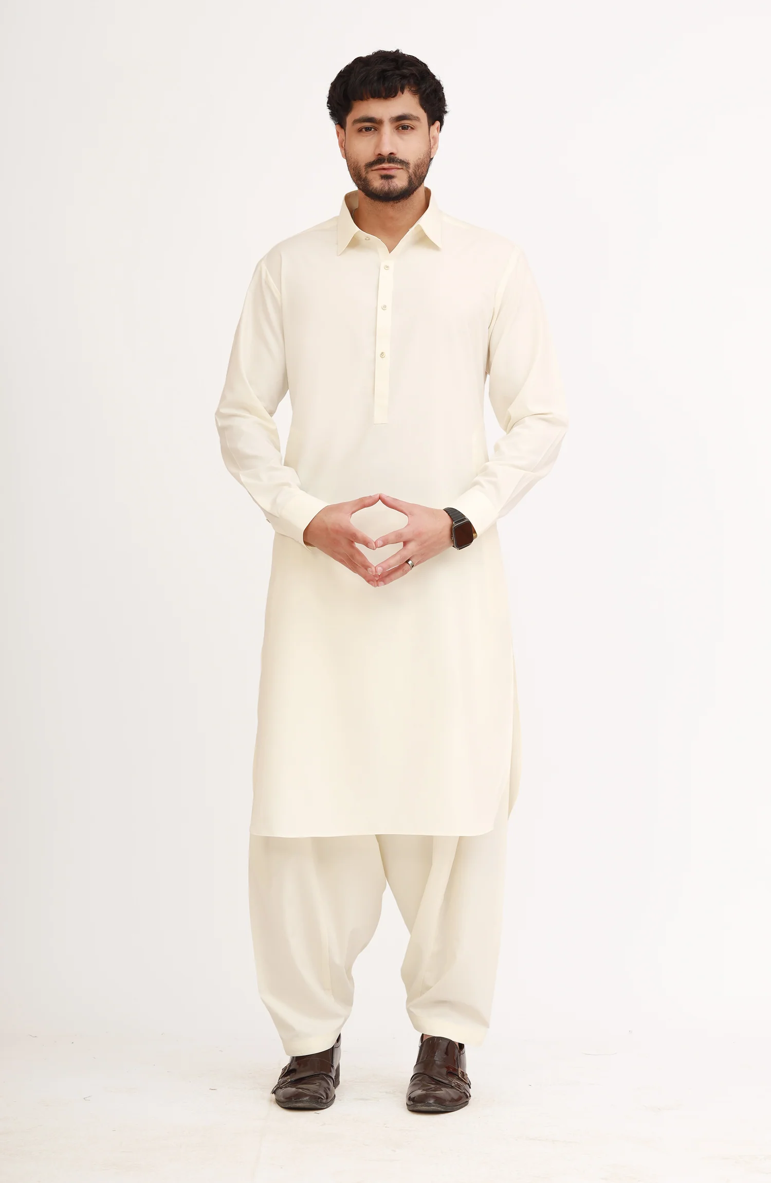 CREAM BLENDED KAMEEZ SHALWAR - Image 5