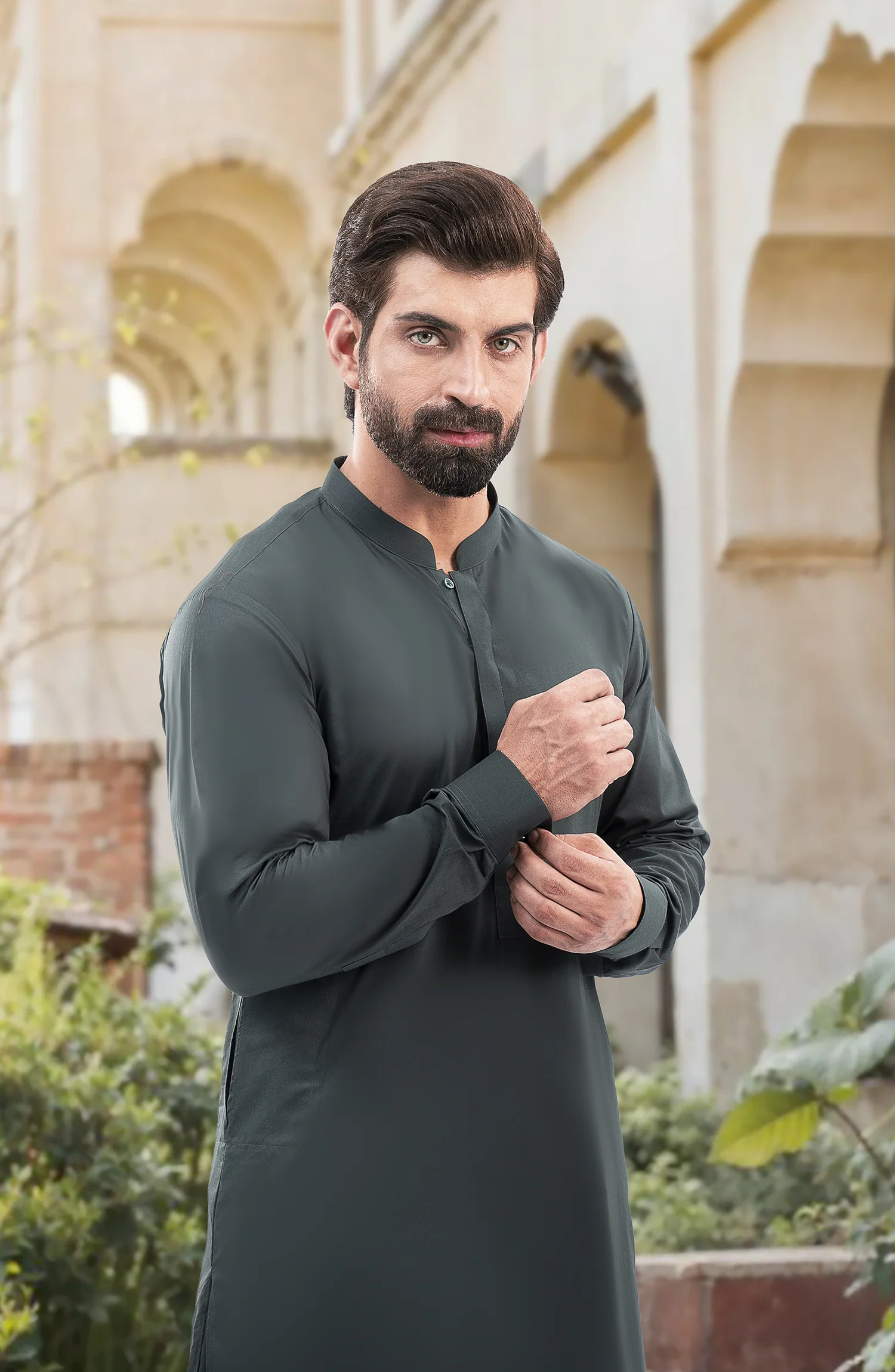 DARK GREEN 100% COTTON KAMEEZ SHALWAR - Image 2