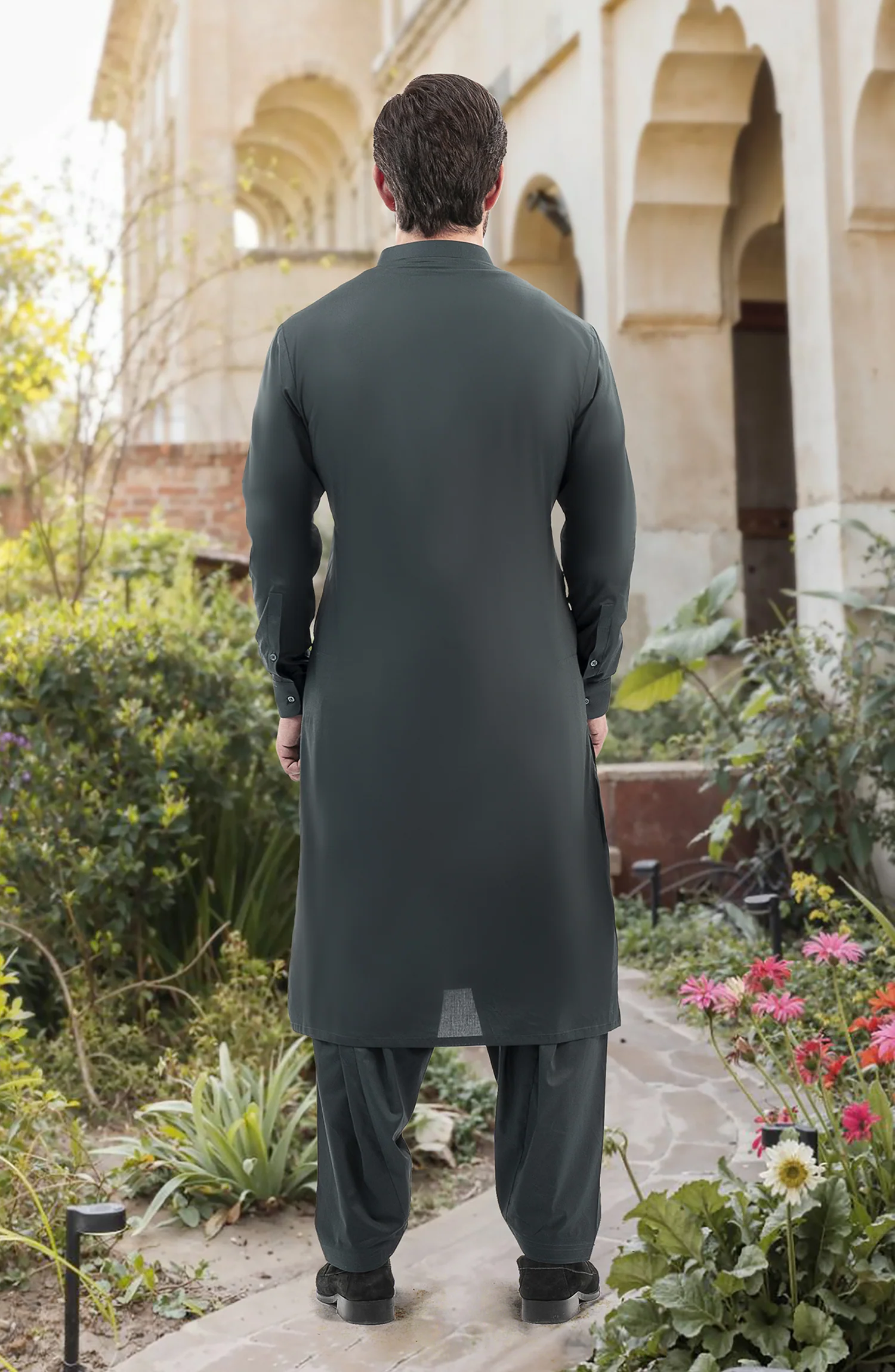 DARK GREEN 100% COTTON KAMEEZ SHALWAR - Image 5