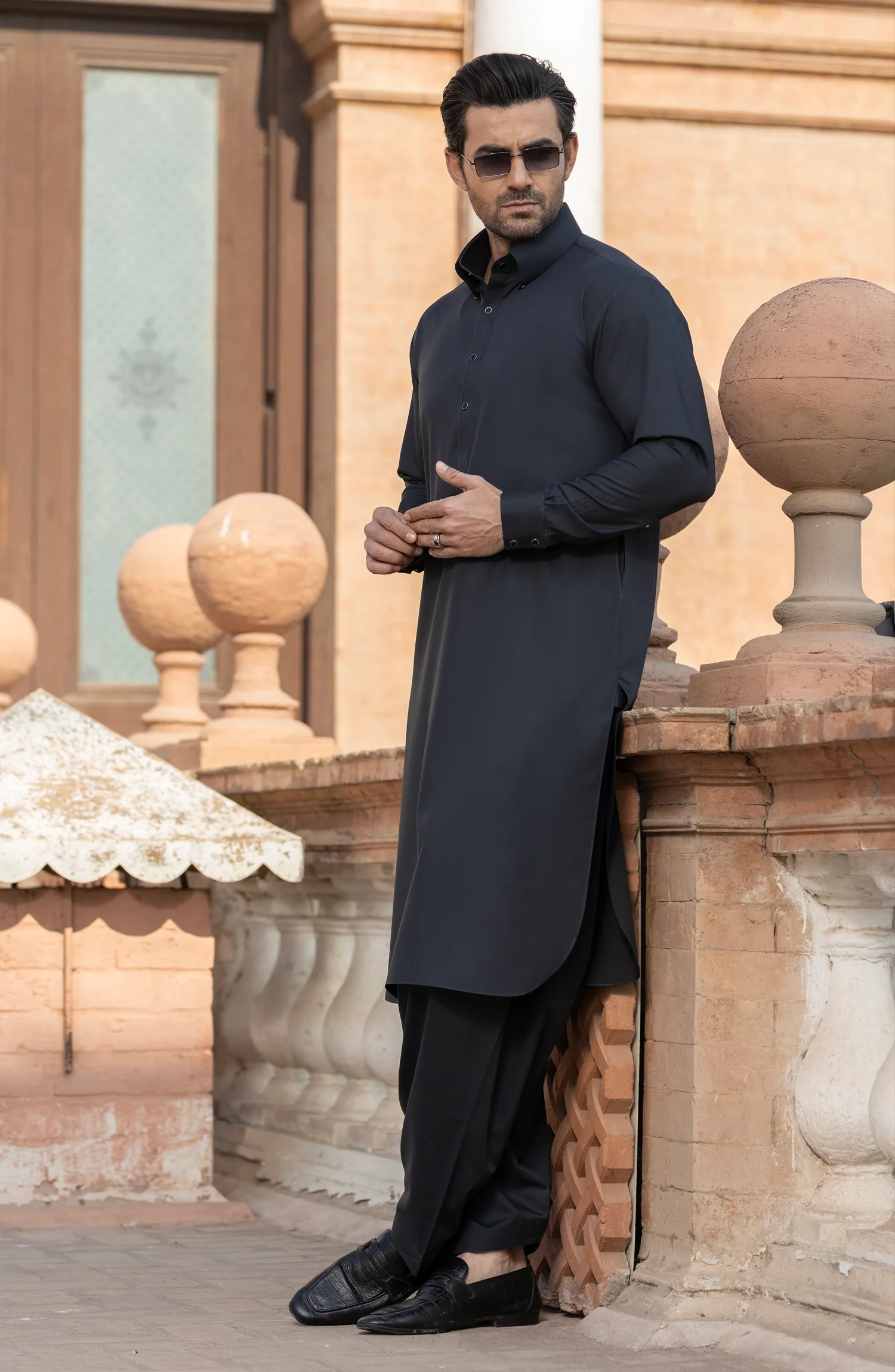 DARK-GREY BLENDED KAMEEZ SHALWAR - Image 8