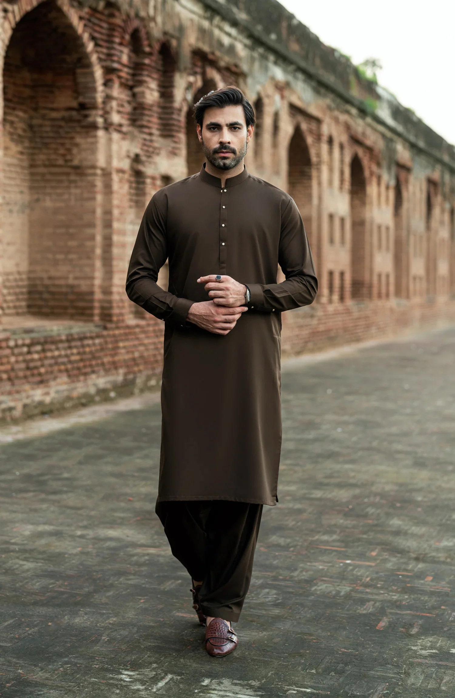 DARK-GREY BLENDED KAMEEZ SHALWAR - Image 4