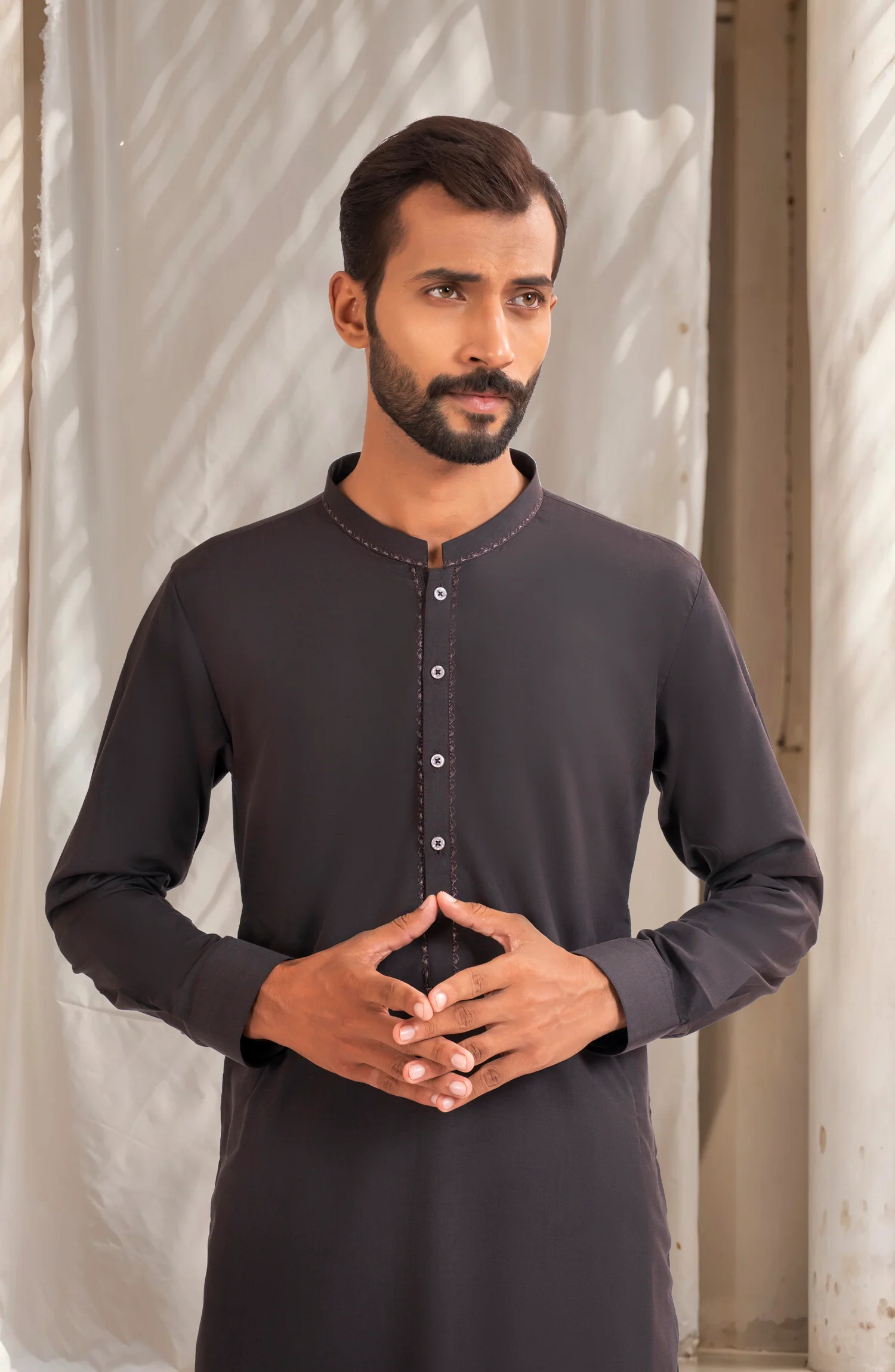 DARK ONYX BLENDED EMBROIDERED KAMEEZ SHALWAR - Image 3