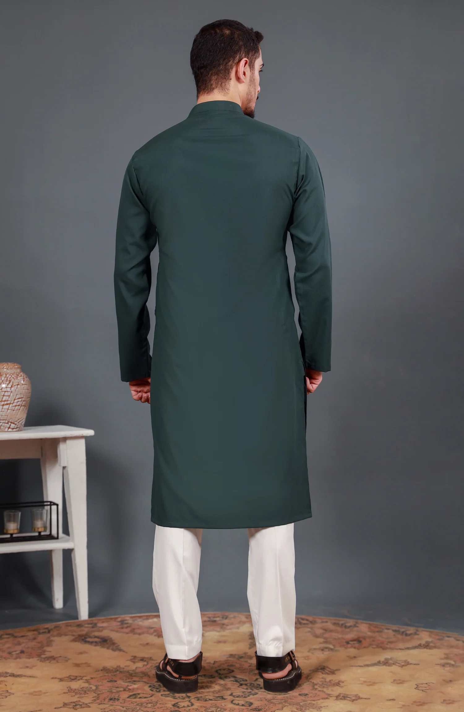 DEEP TEAL SEMI FORMAL KURTA - Image 3