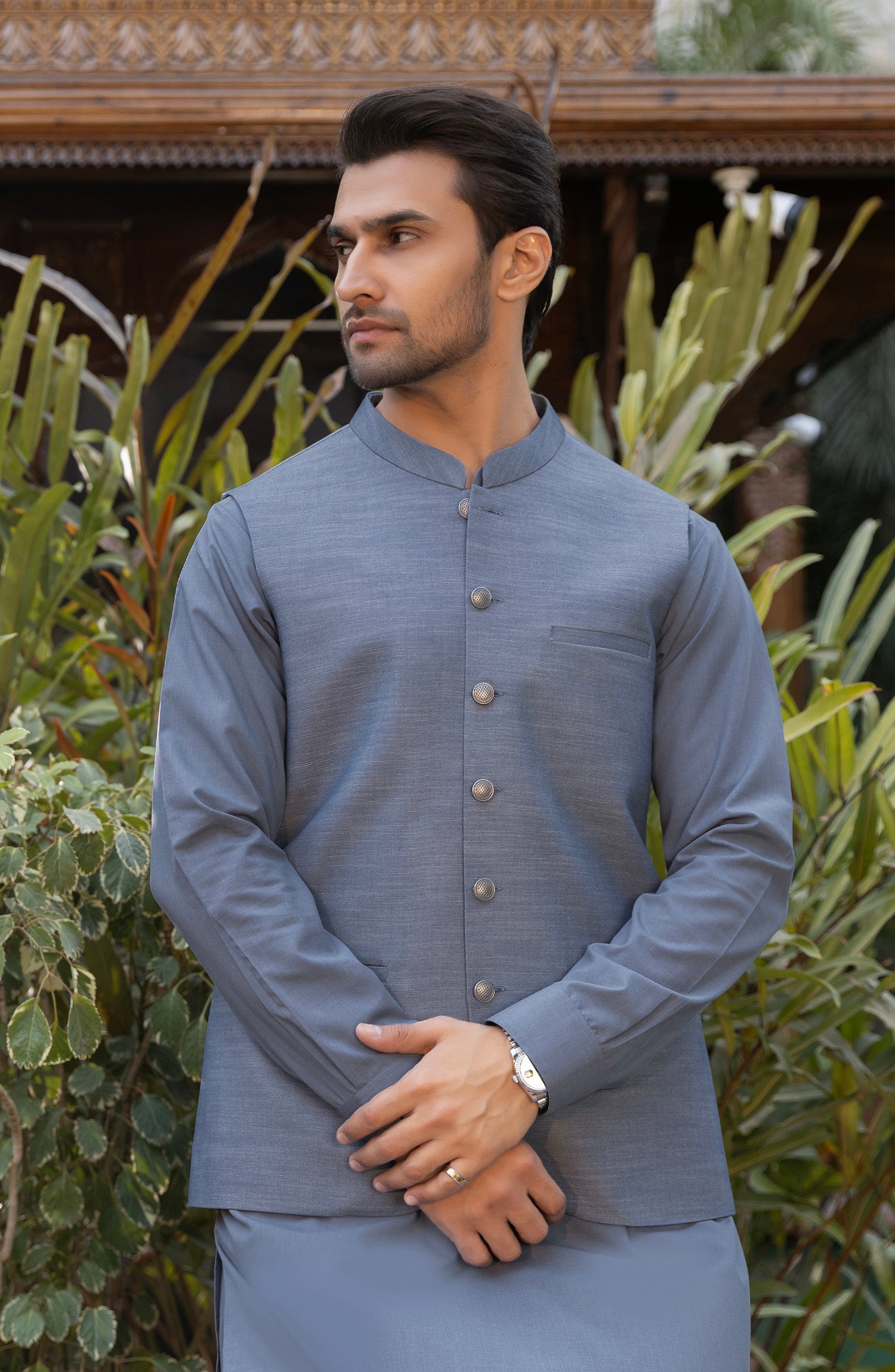 DENIM BLUE BLENDED WAISTCOAT - Image 2