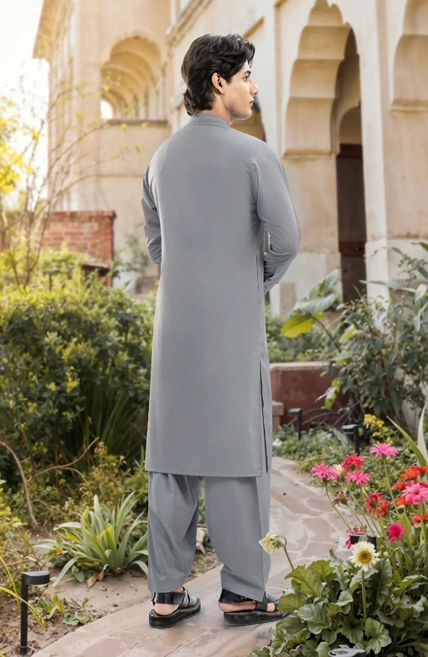 DUST-AQUA BLENDED KAMEEZ SHALWAR - Image 2