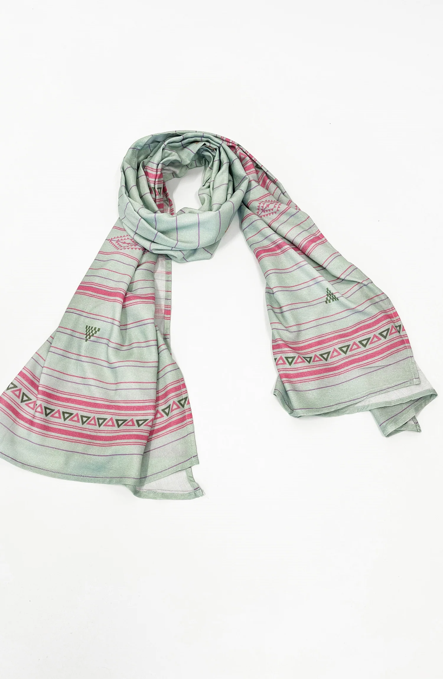 DUSTY BLUE PRINTED VISCOSE STOLE - Image 2