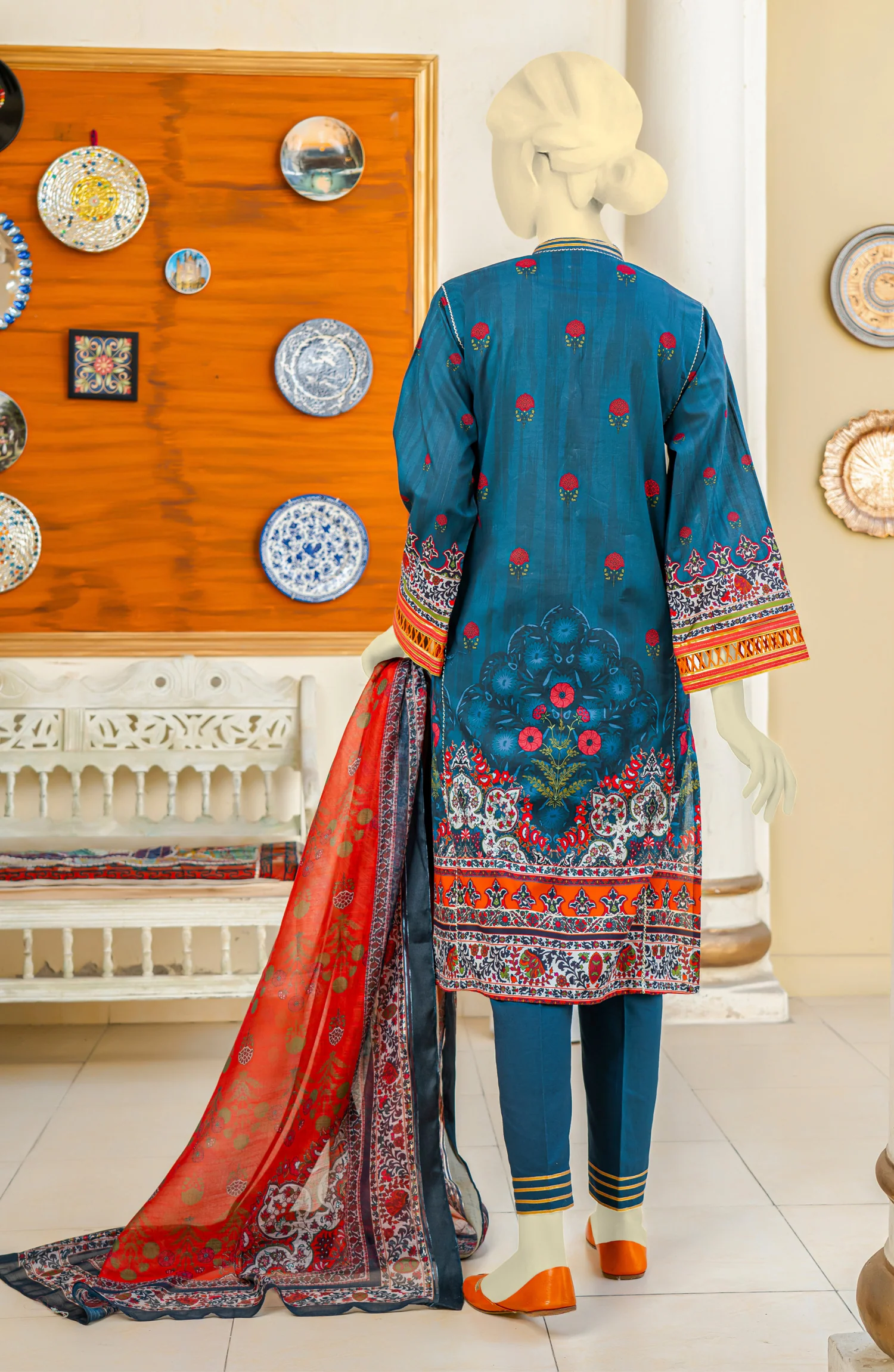 EID FESTIVE'22 JASHAN SUBZ 3PC STITCHED SUIT - Image 2
