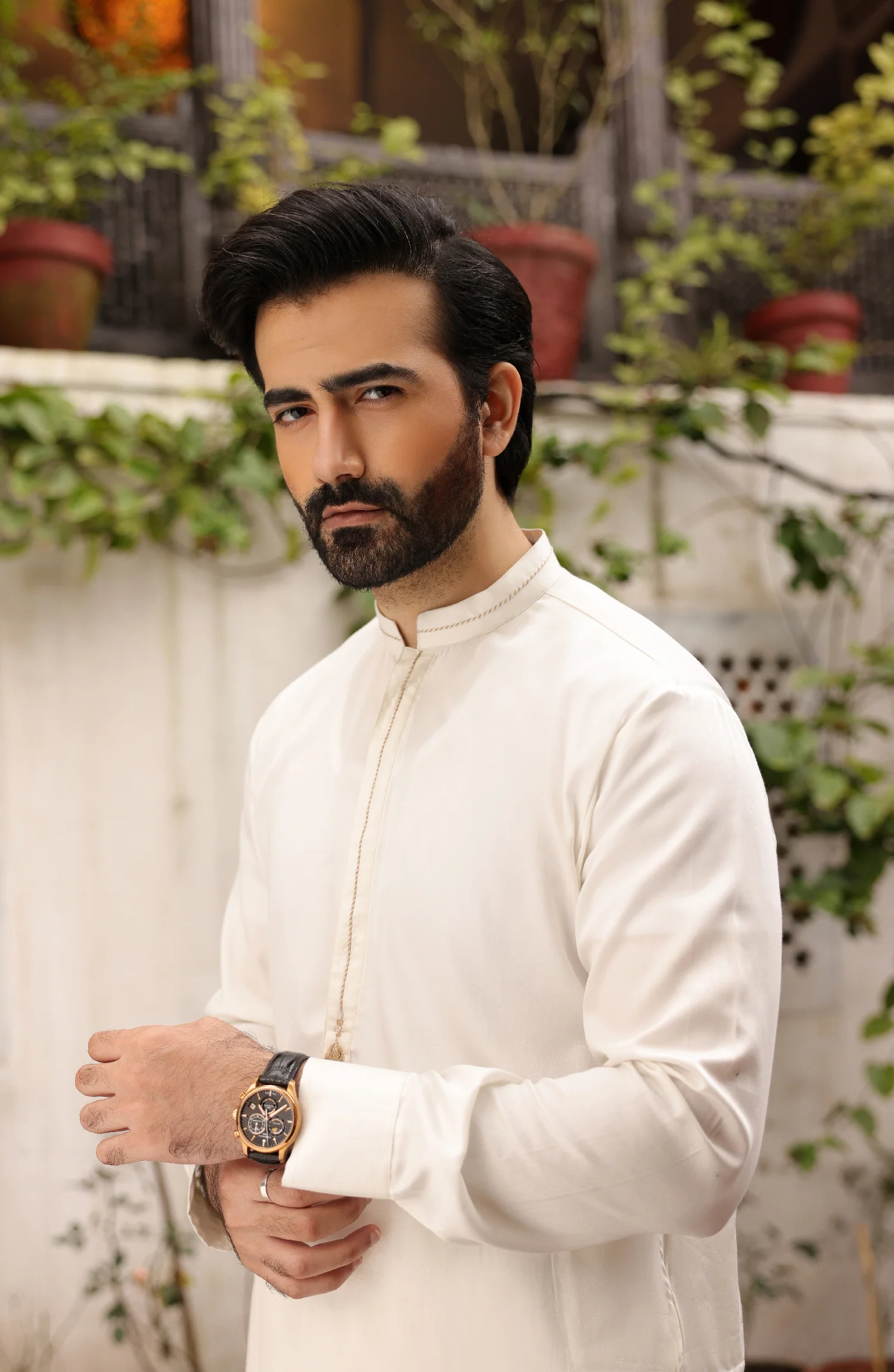 EID FESTIVE'22 MEN KAMEEZ SHALWAR FORMAL OFF WHITE - Image 3