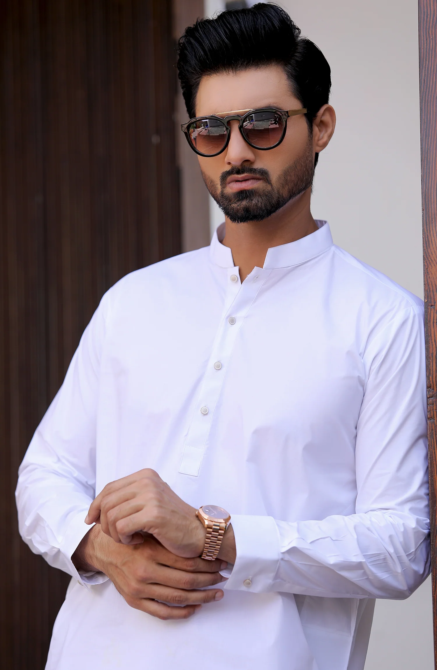 EID FESTIVE'22 MEN KAMEEZ SHALWAR PLAIN WHITE - Image 2