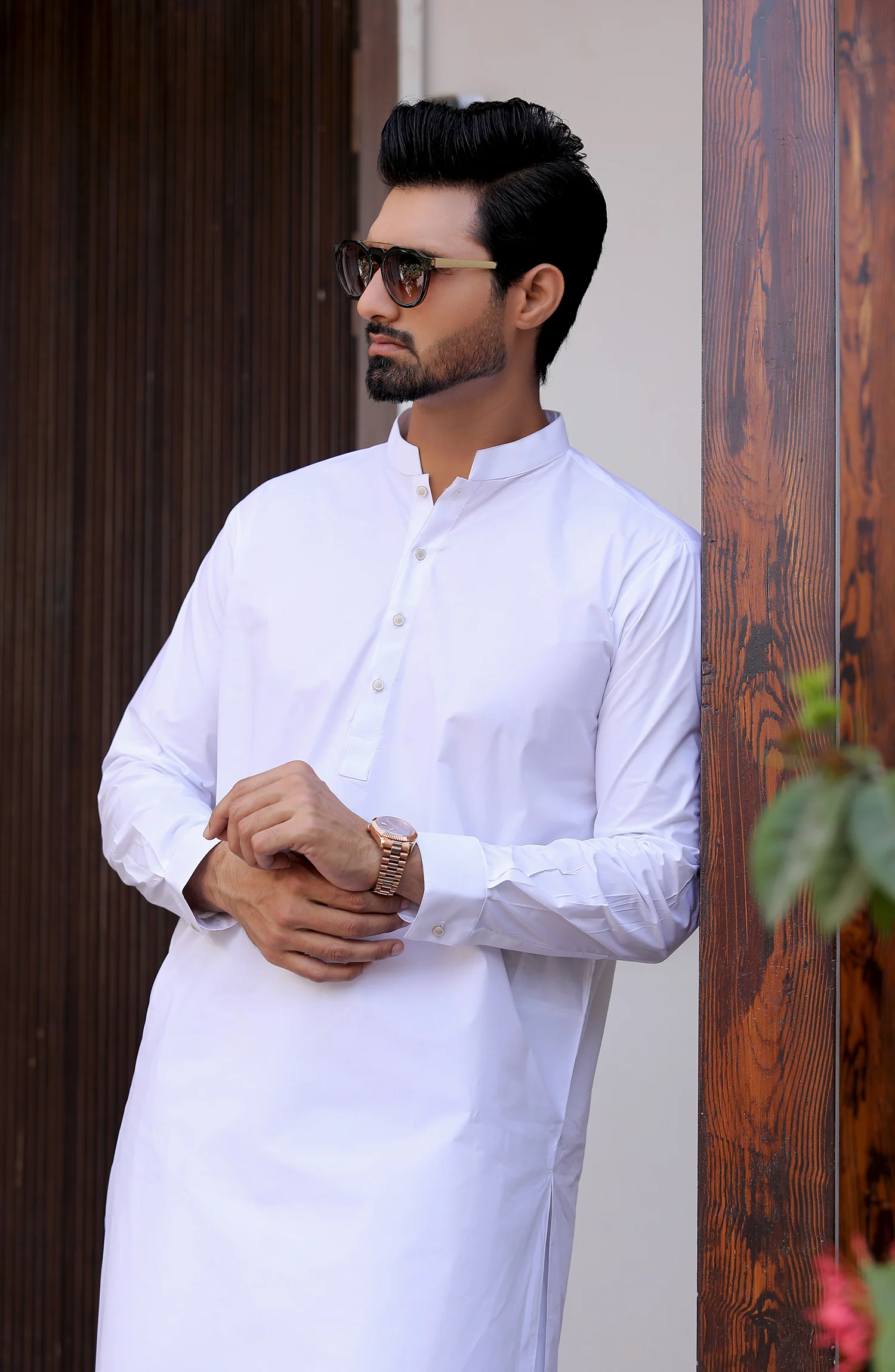 EID FESTIVE'22 MEN KAMEEZ SHALWAR PLAIN WHITE - Image 3
