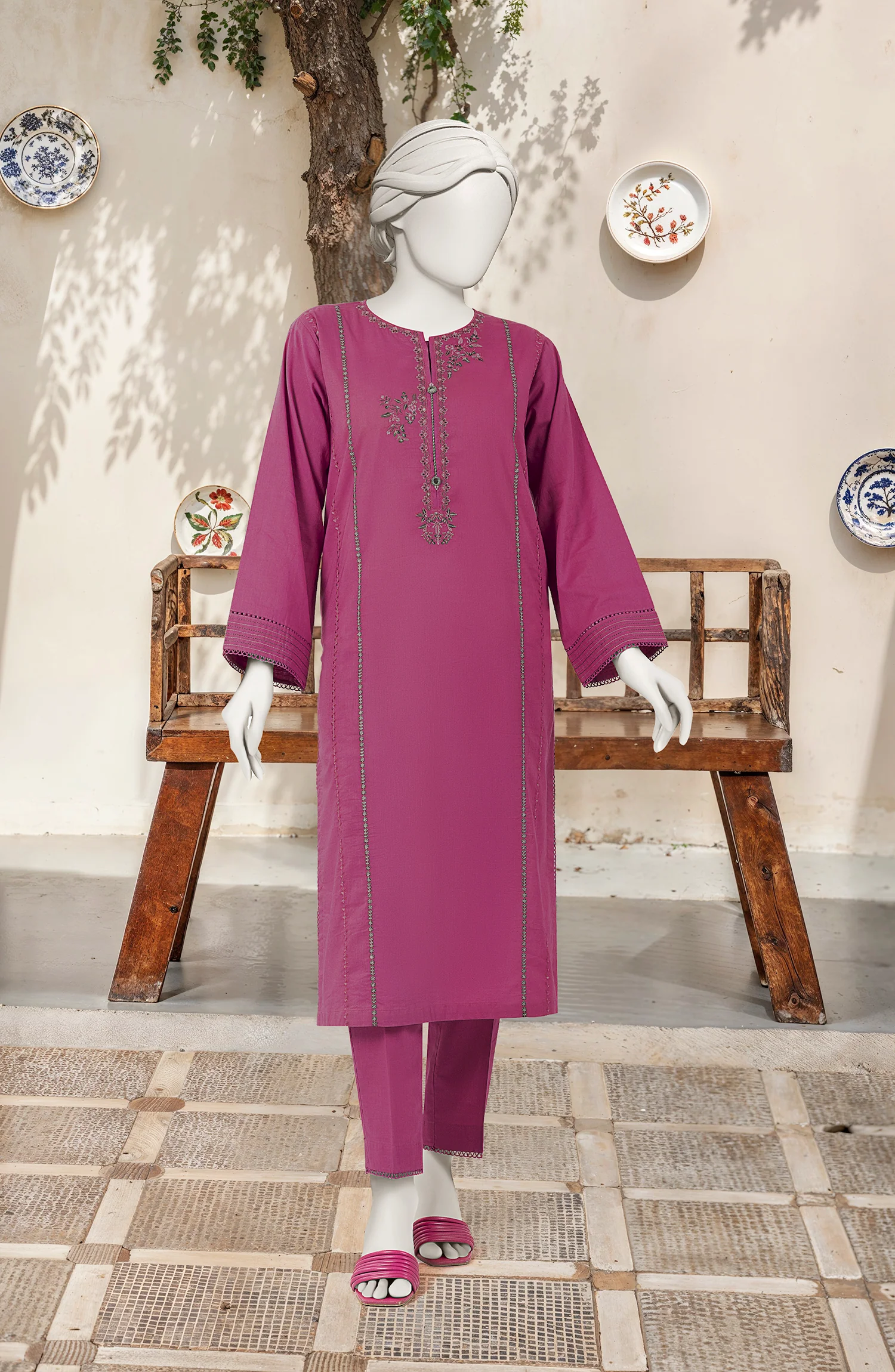 EMBROIDERED CAMBRIC 2 PCS UNSTITCHED