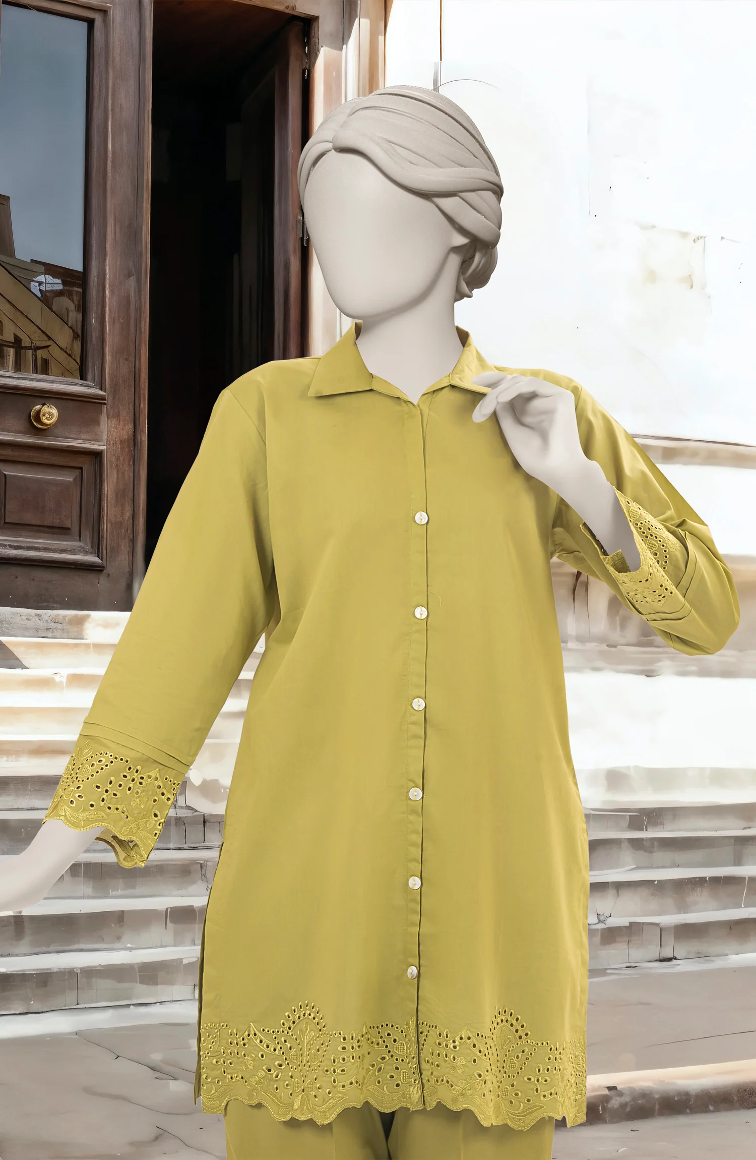 EMBROIDERED CAMBRIC STITCHED 2 PIECE - Image 2