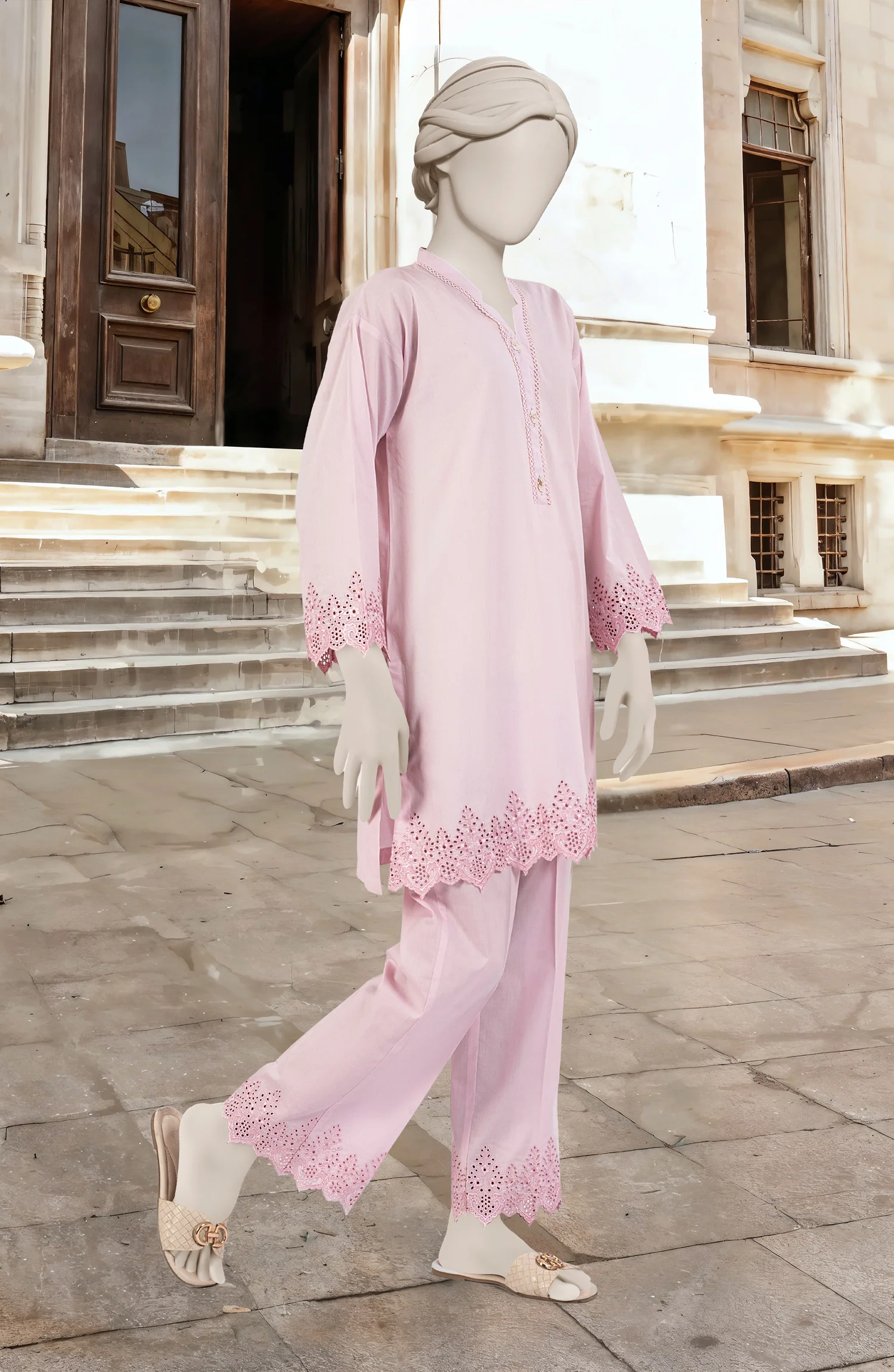 EMBROIDERED CAMBRIC STITCHED 2 PIECE - Image 4