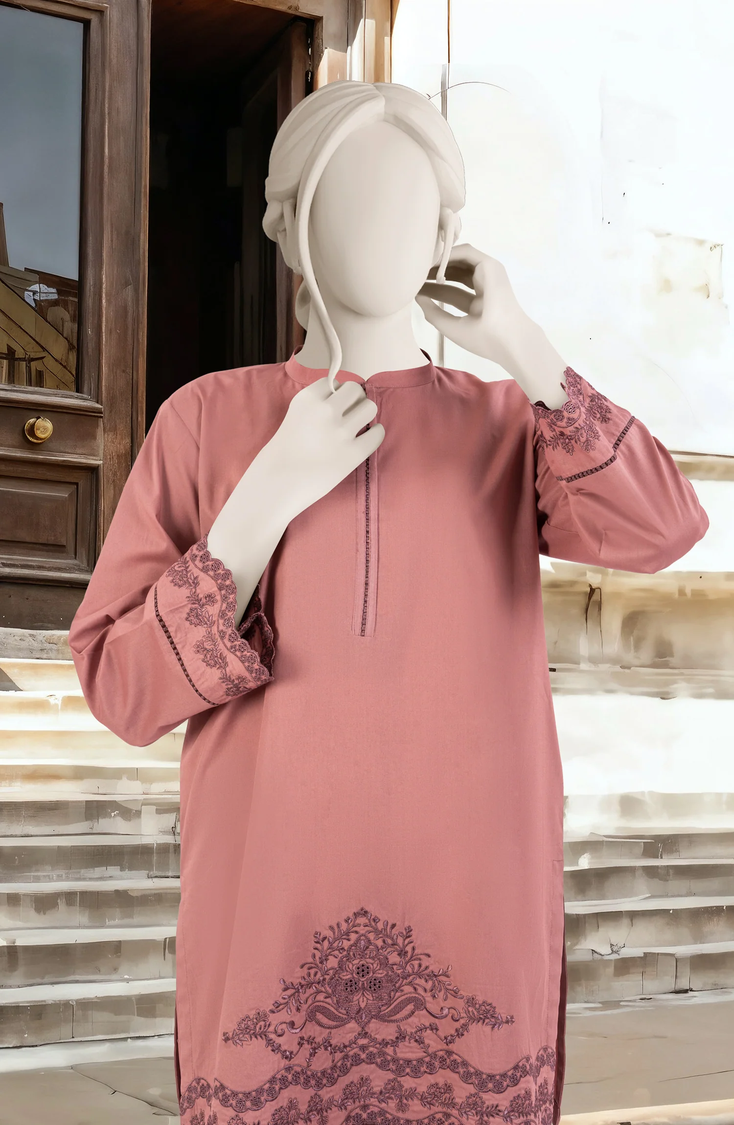 EMBROIDERED CAMBRIC STITCHED 2 PIECE - Image 2
