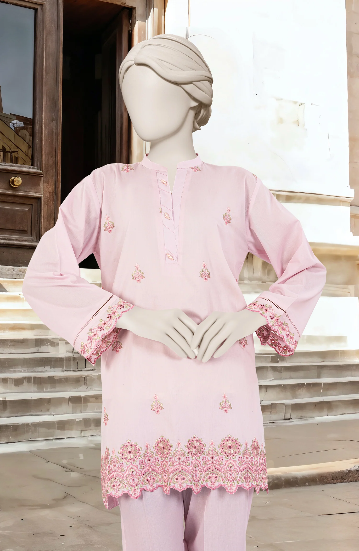 EMBROIDERED CAMBRIC STITCHED 2 PIECE - Image 2