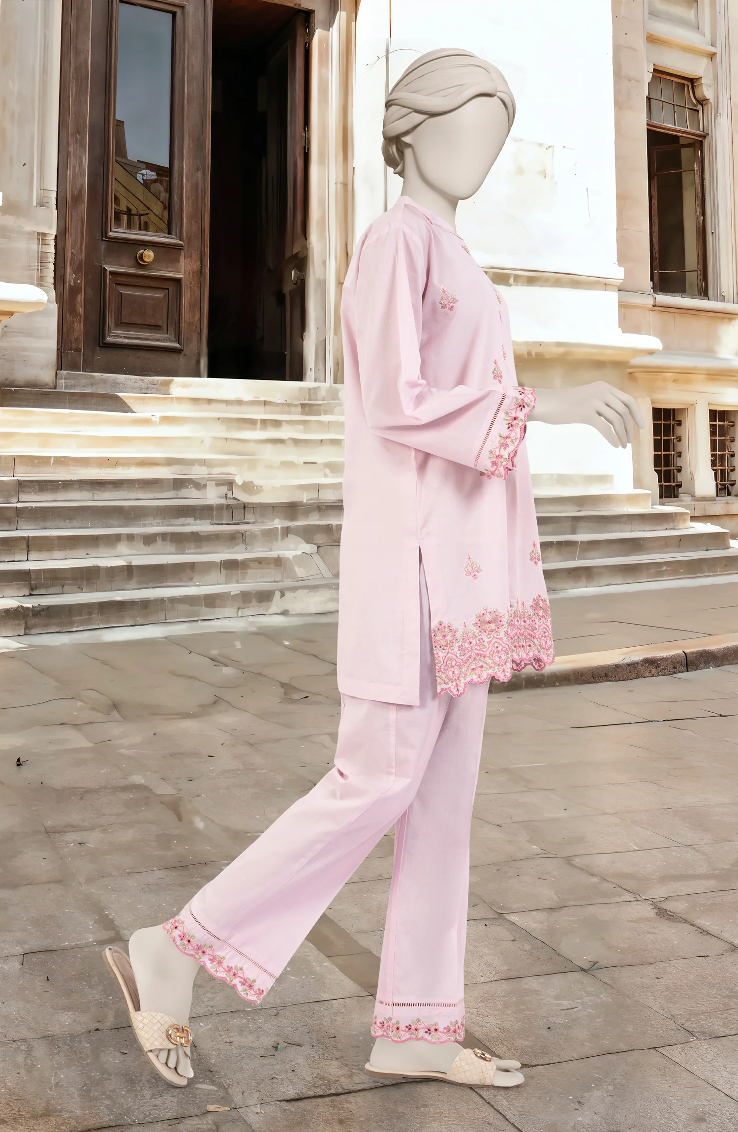 EMBROIDERED CAMBRIC STITCHED 2 PIECE - Image 3