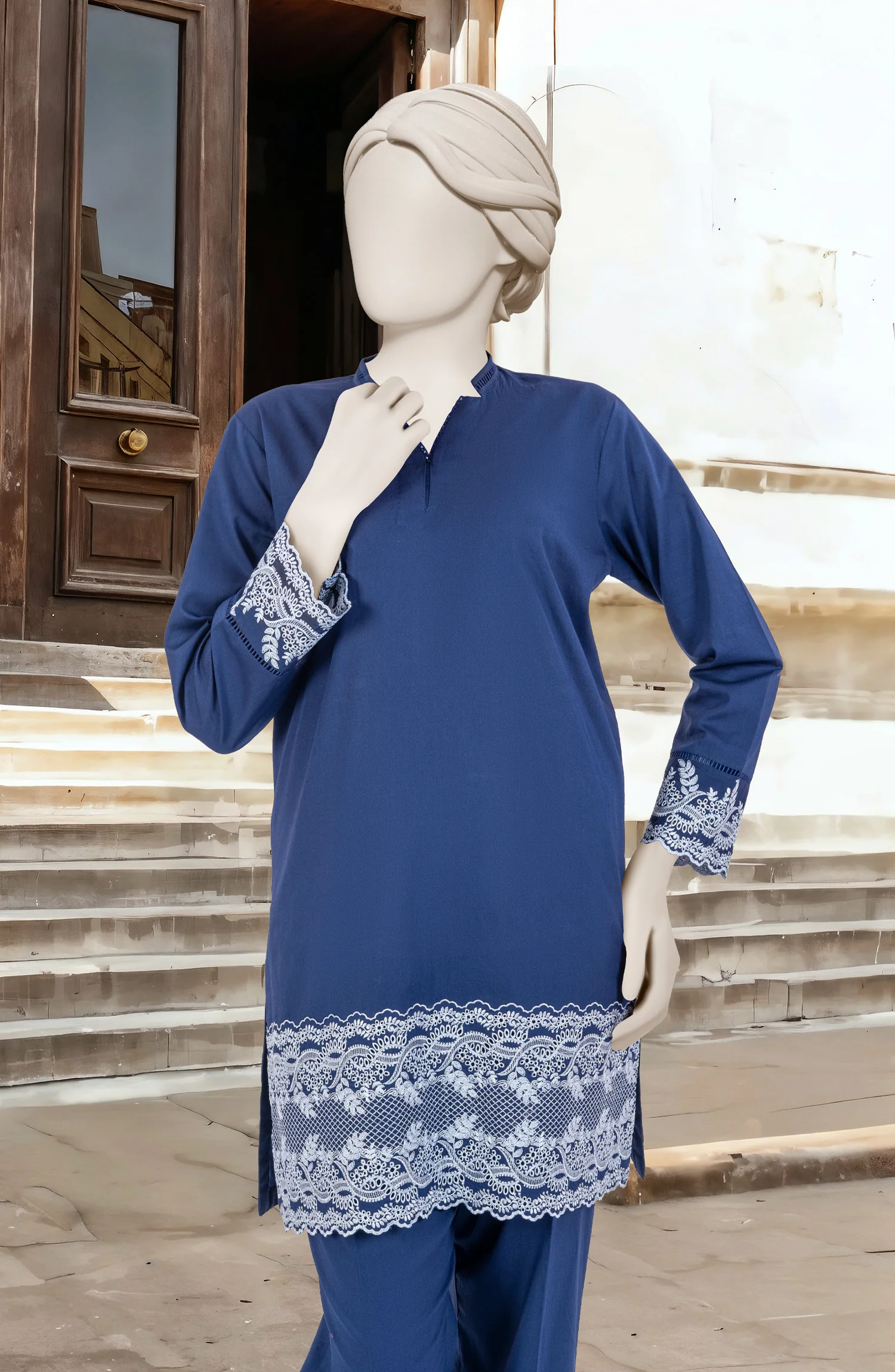 EMBROIDERED CAMBRIC STITCHED 2 PIECE - Image 2