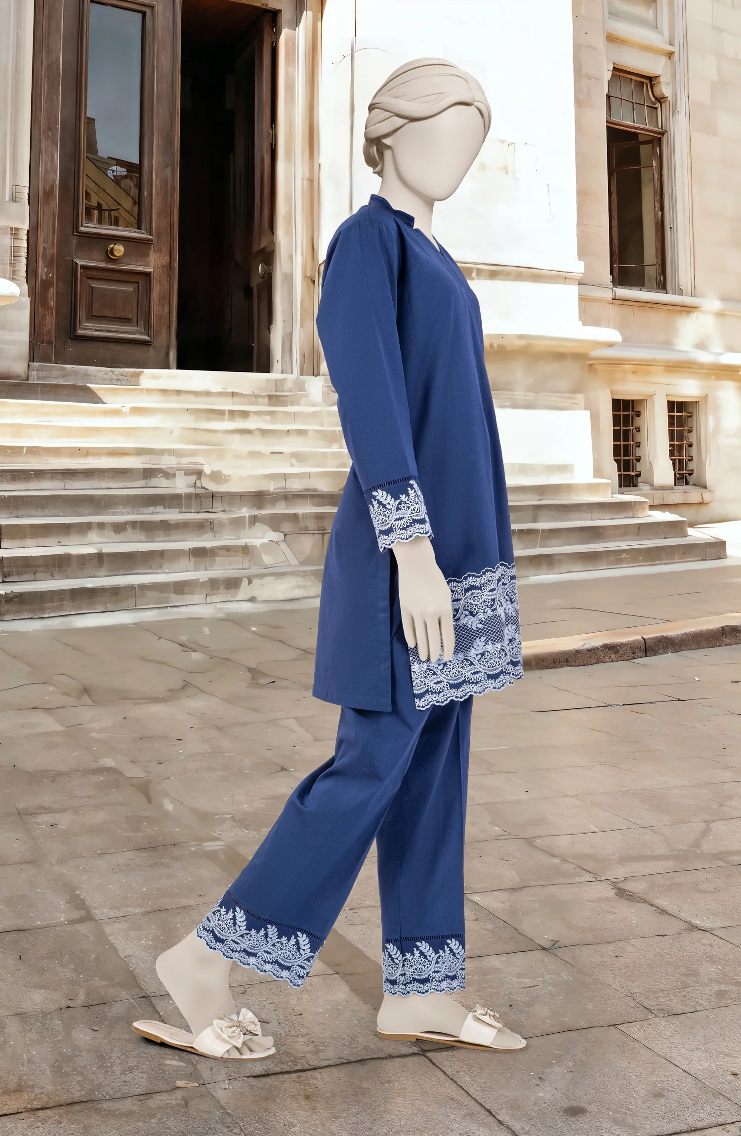 EMBROIDERED CAMBRIC STITCHED 2 PIECE - Image 4
