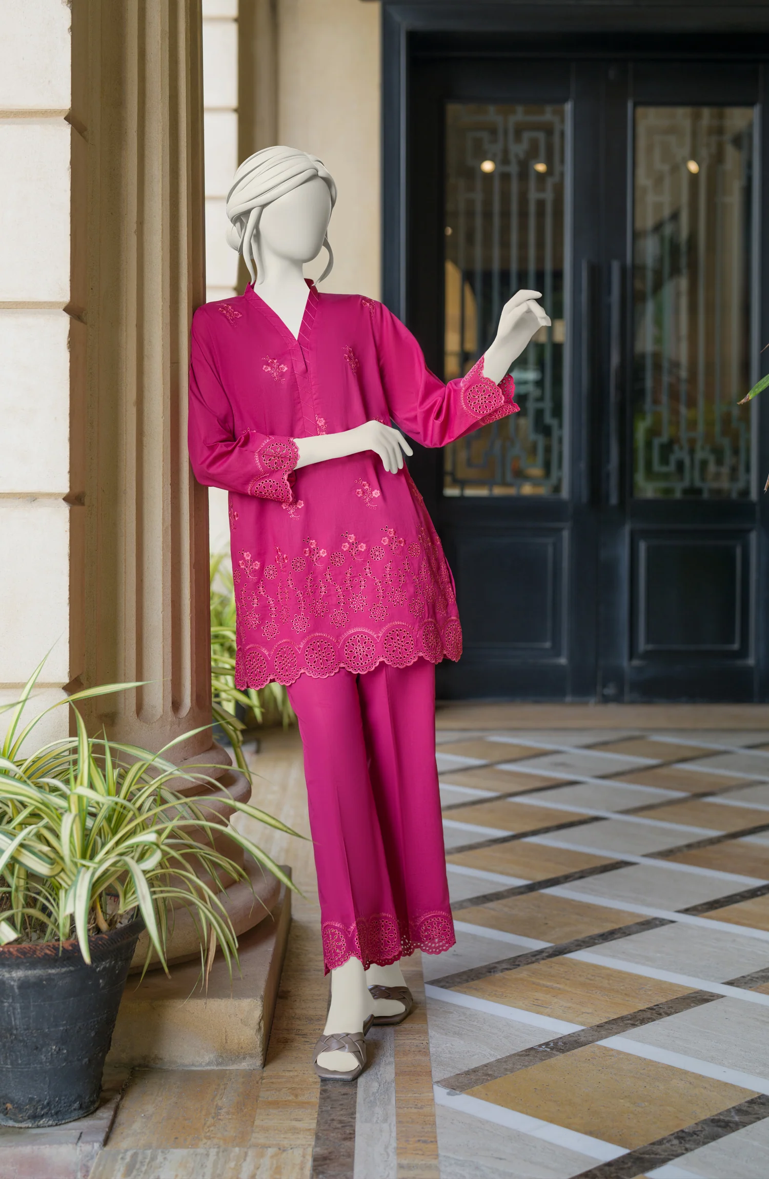 EMBROIDERED CAMBRIC STITCHED 2 PIECE - Image 2