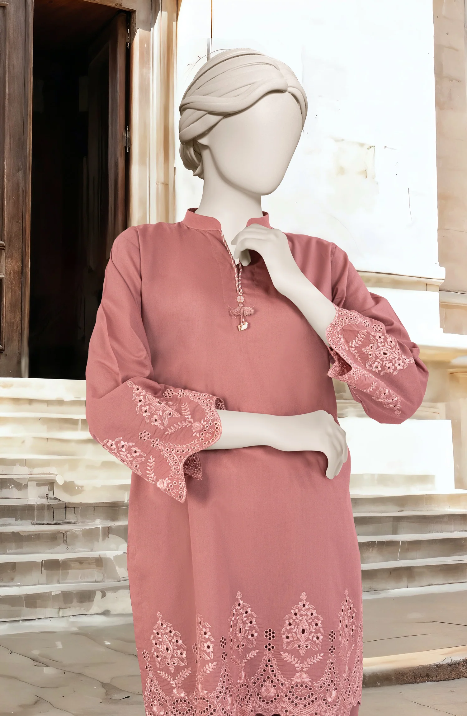 EMBROIDERED CAMBRIC STITCHED 2 PIECE - Image 2
