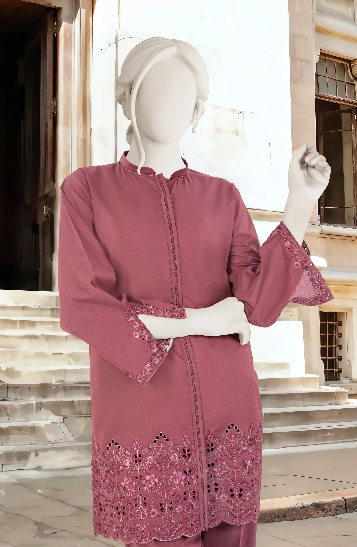 EMBROIDERED CAMBRIC STITCHED 2 PIECE - Image 2