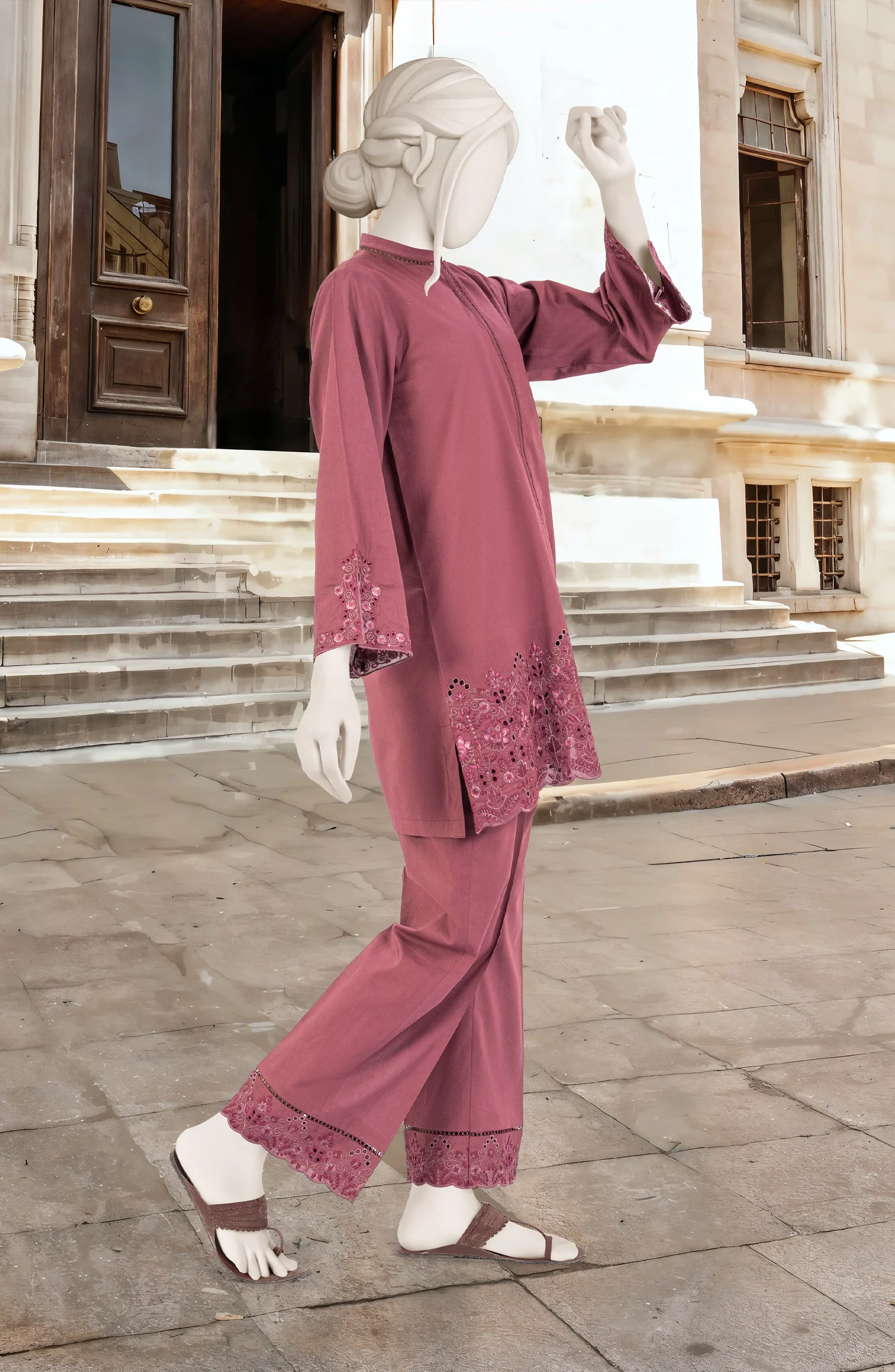 EMBROIDERED CAMBRIC STITCHED 2 PIECE - Image 3