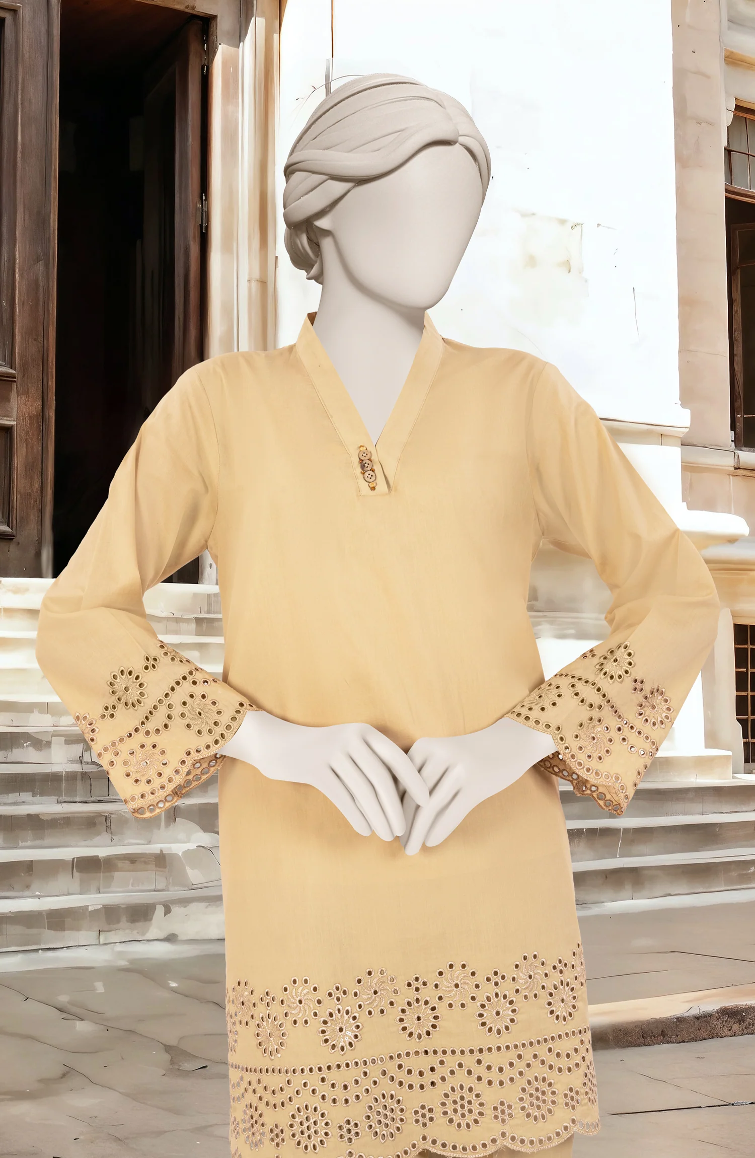 EMBROIDERED CAMBRIC STITCHED 2 PIECE - Image 2
