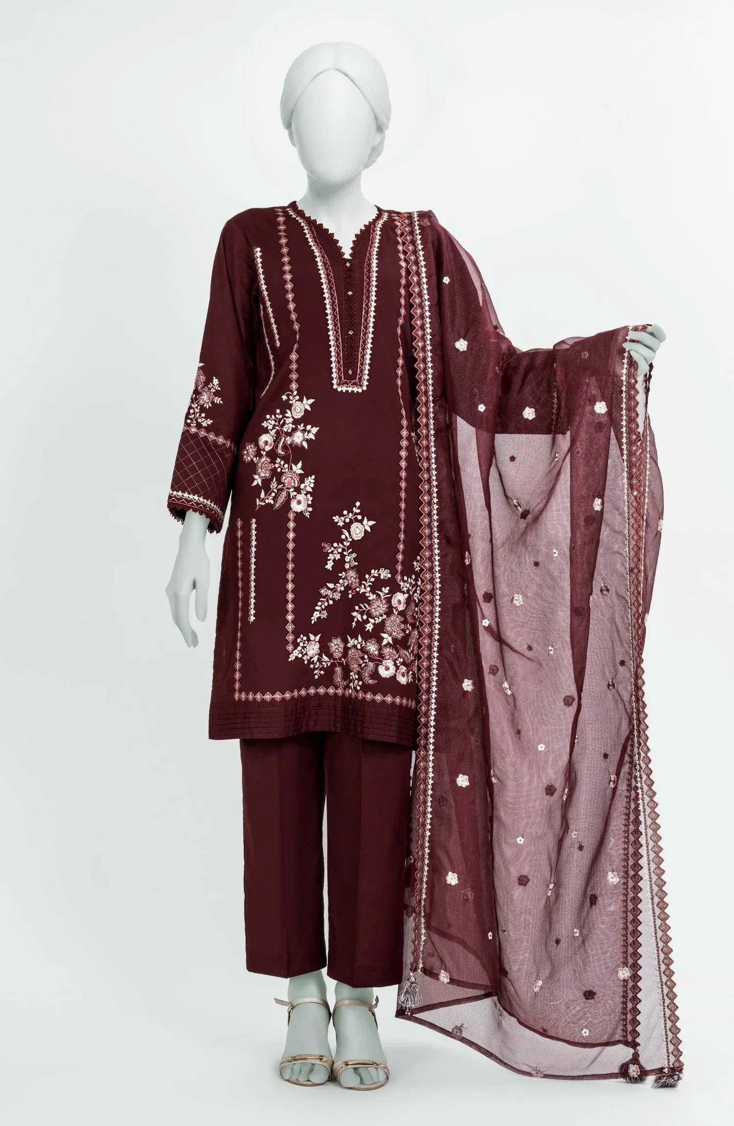 EMBROIDERED CAMBRIC STITCHED 3 PIECE - Image 5