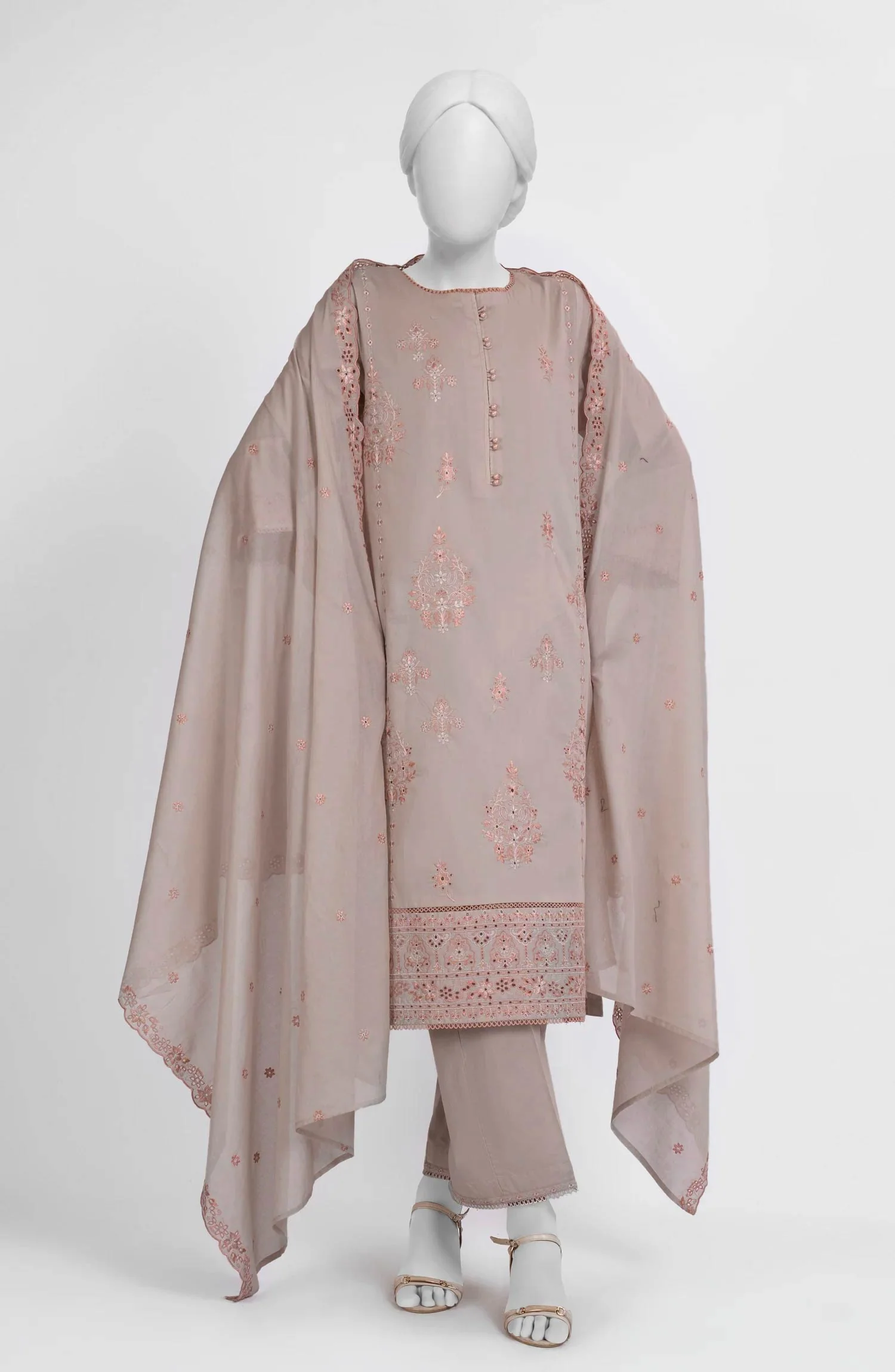 EMBROIDERED CAMBRIC STITCHED 3 PIECE - Image 5